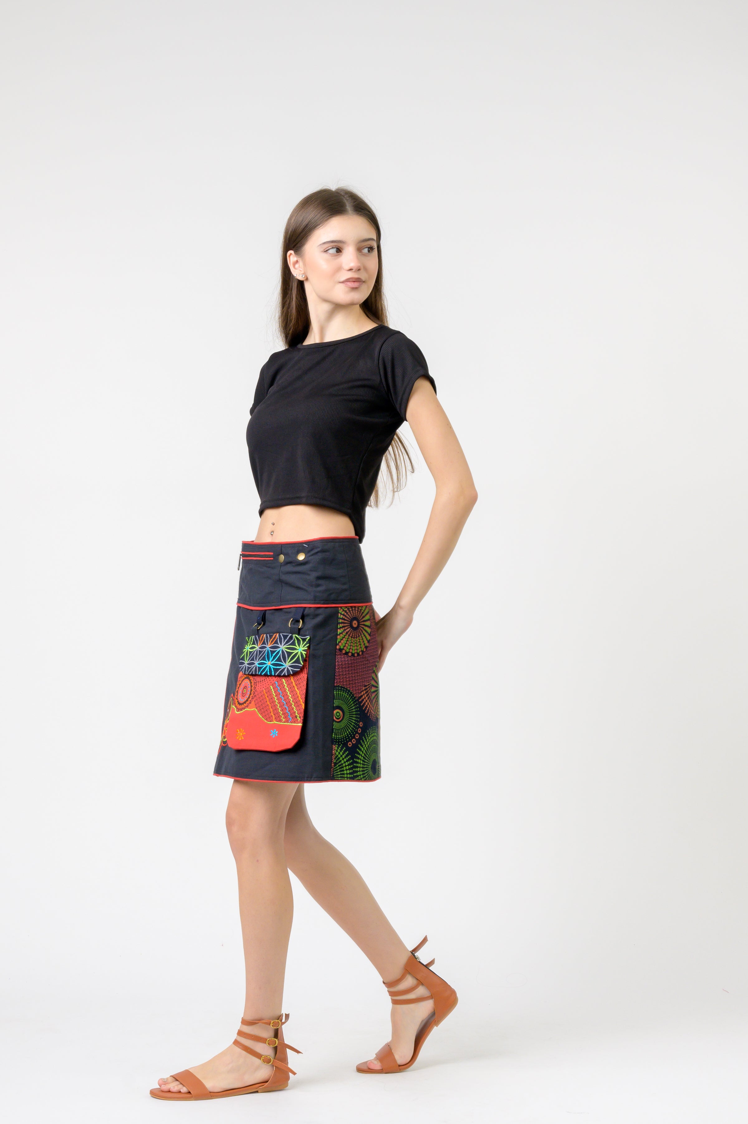 Rhea Pattern Print Pocket Skirt