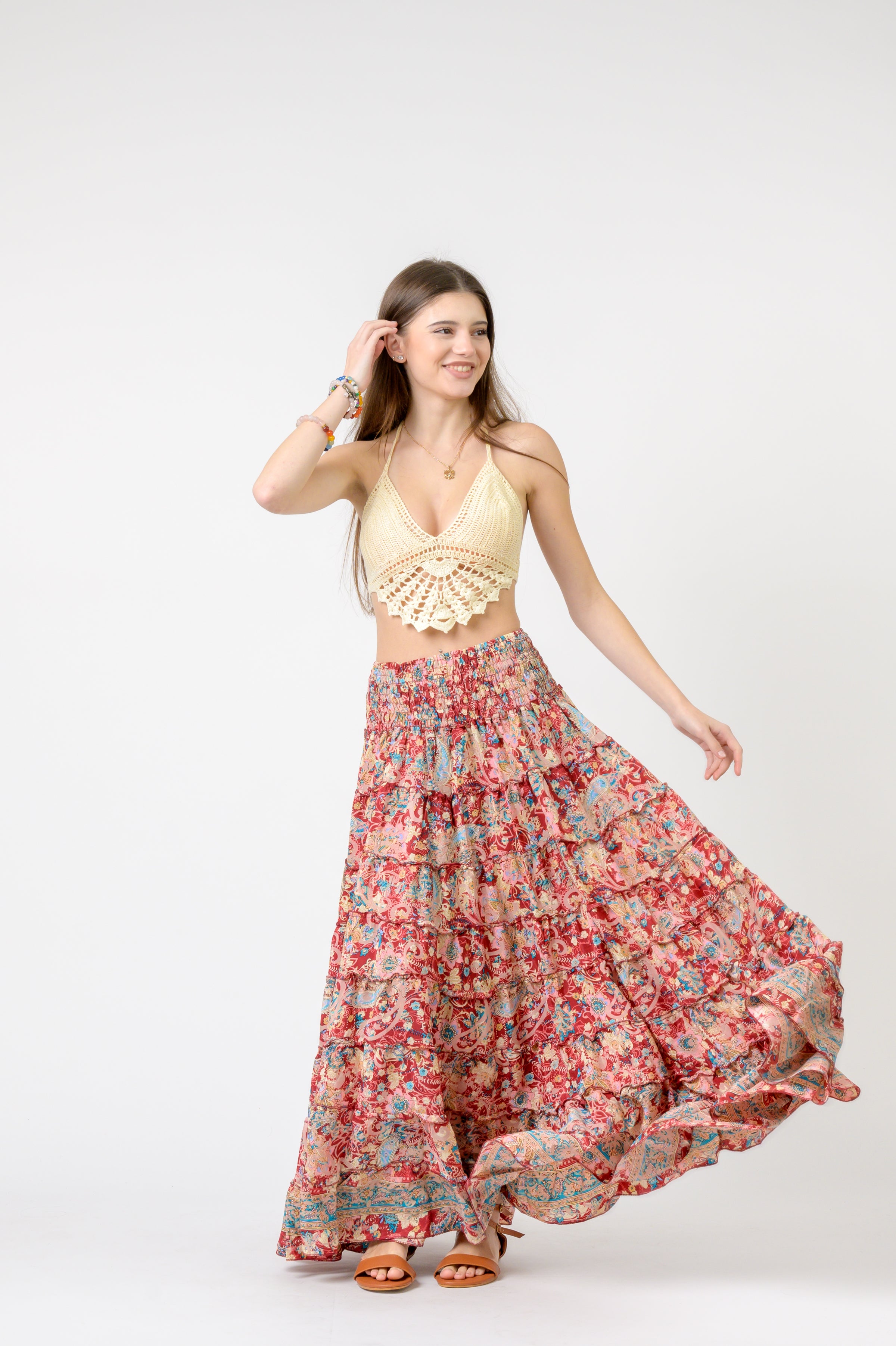 Rhea Layered Print Ruffle Skirt