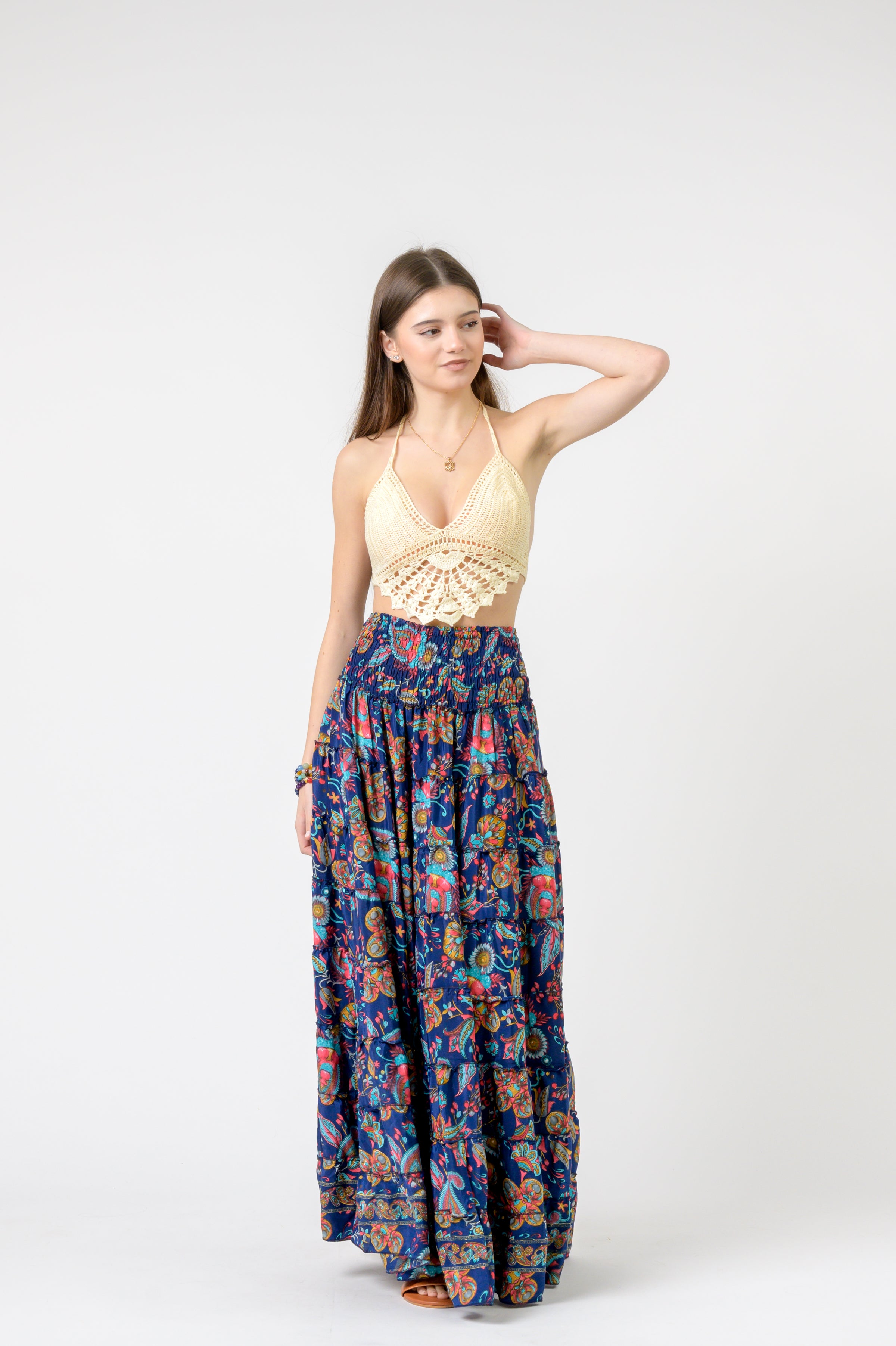 Rhea Layered Print Ruffle Skirt