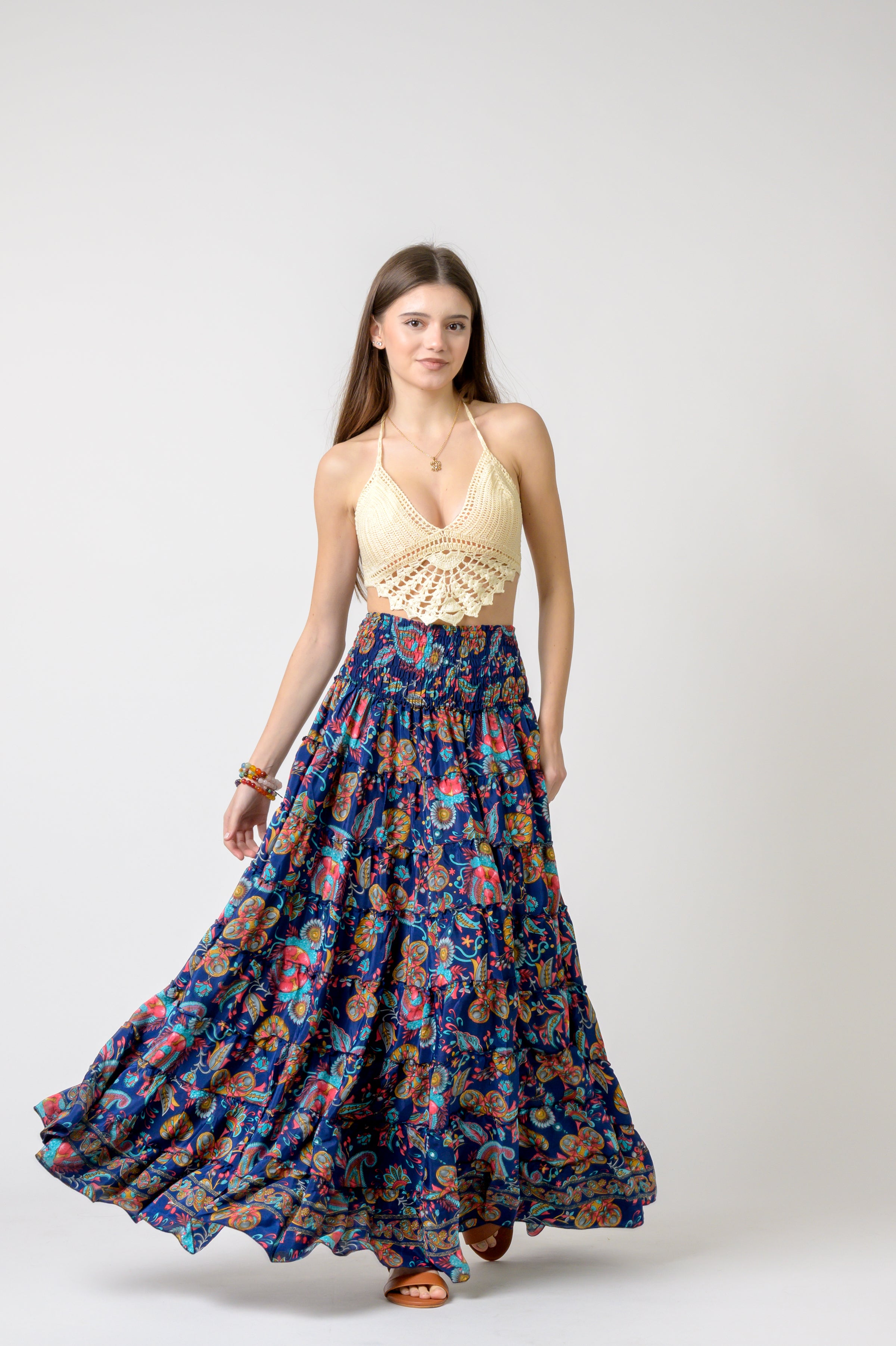 Rhea Layered Print Ruffle Skirt