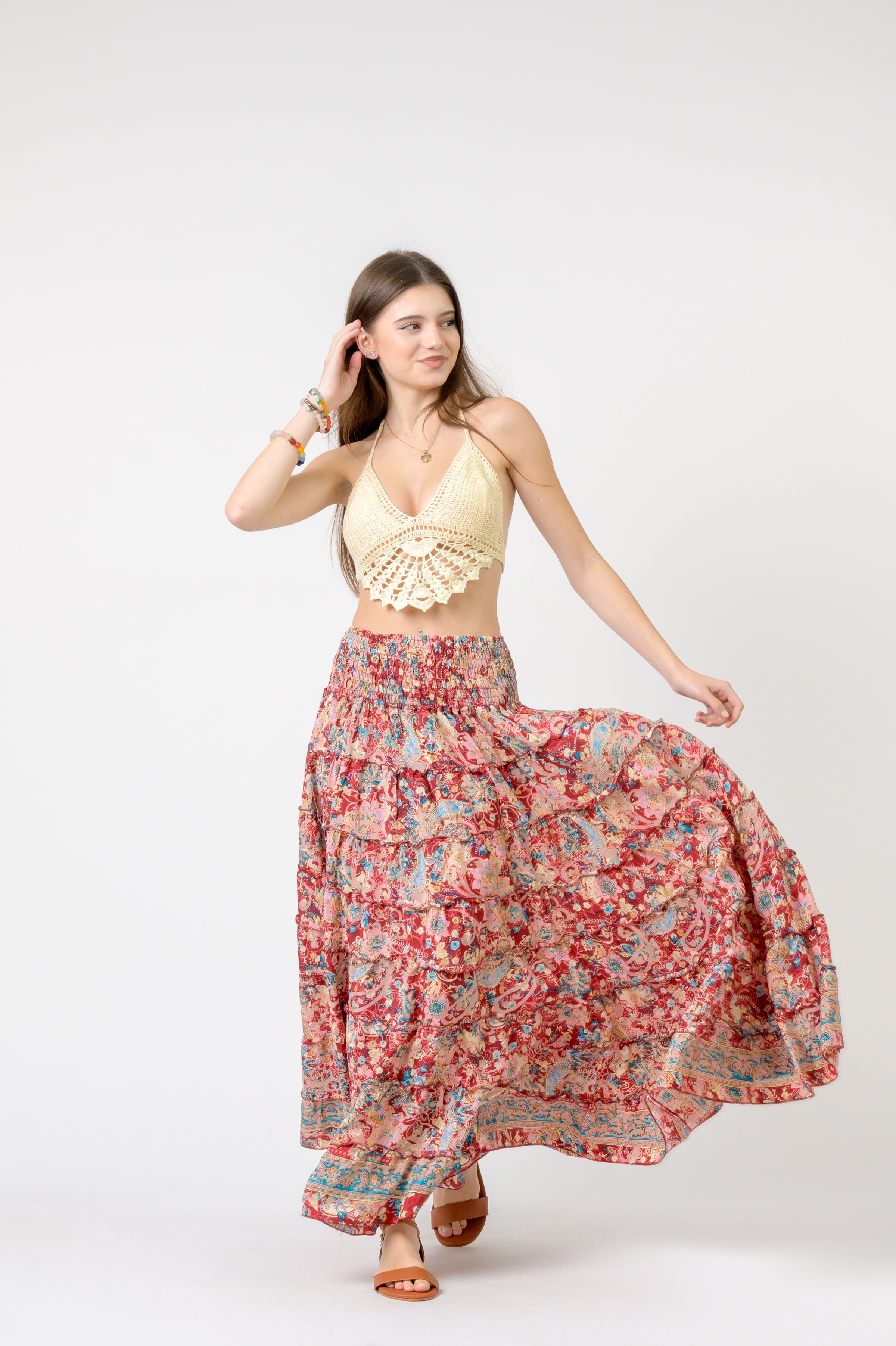 Rhea Layered Print Ruffle Skirt