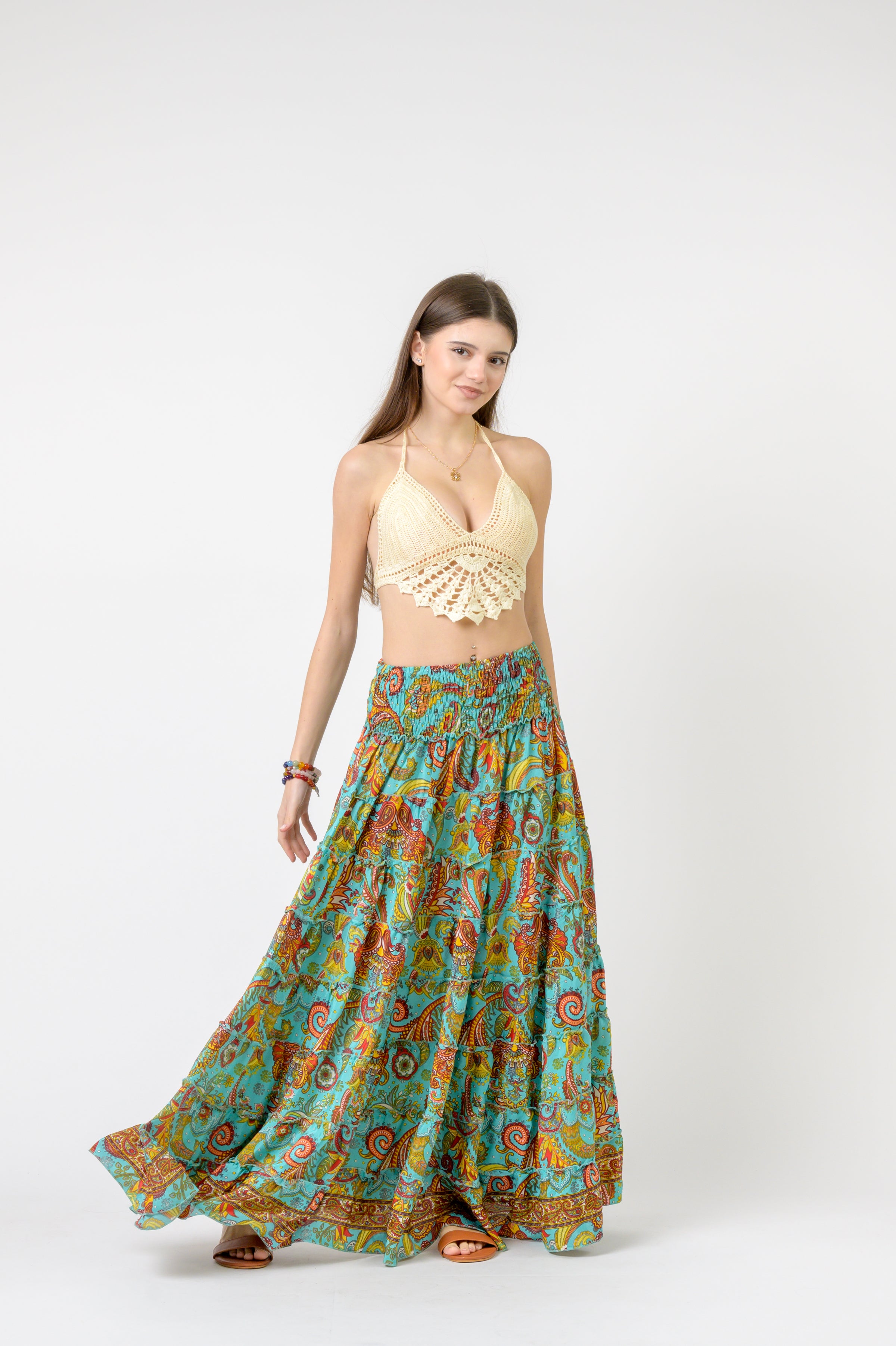 Rhea Layered Print Ruffle Skirt