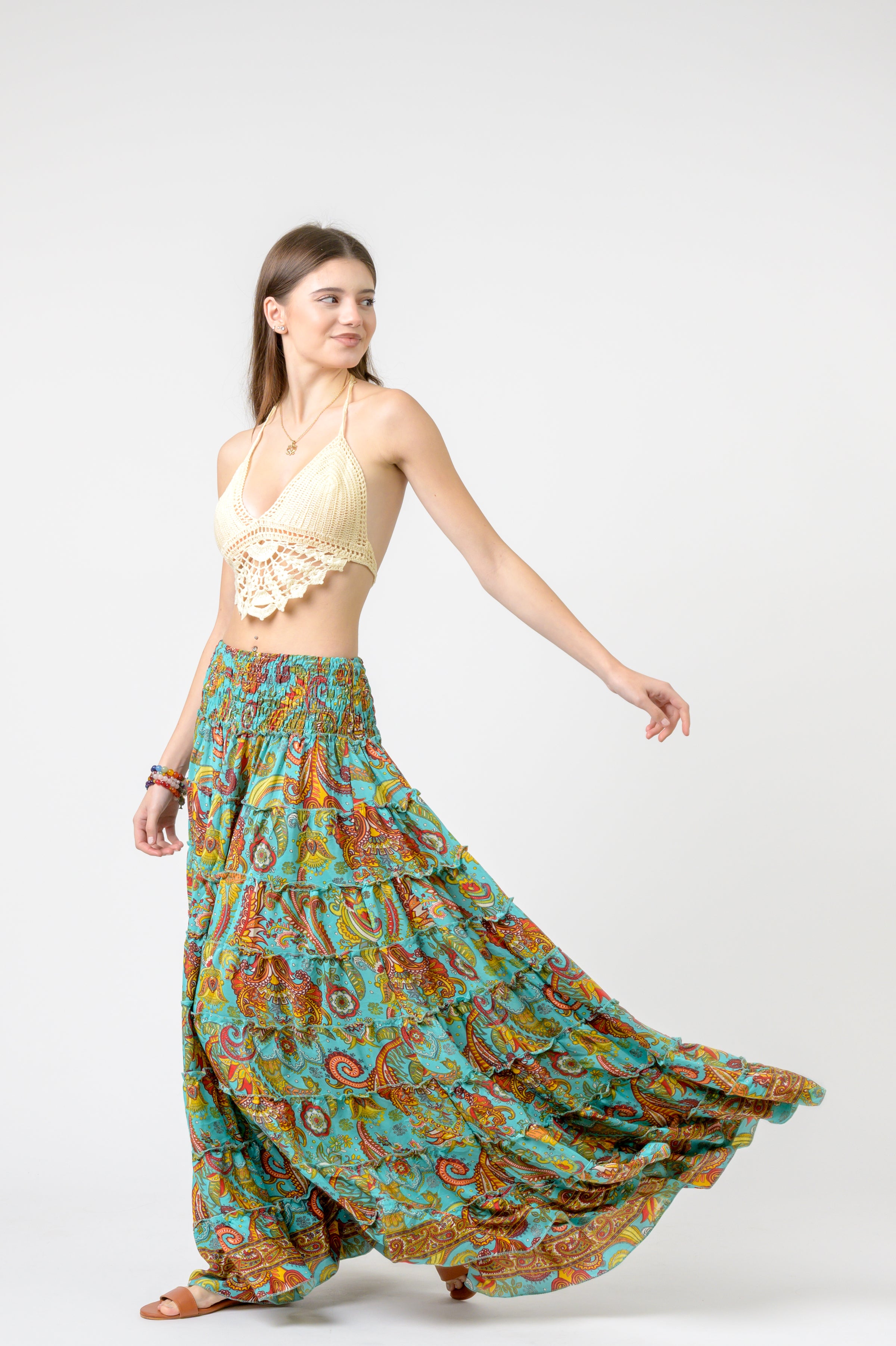 Rhea Layered Print Ruffle Skirt