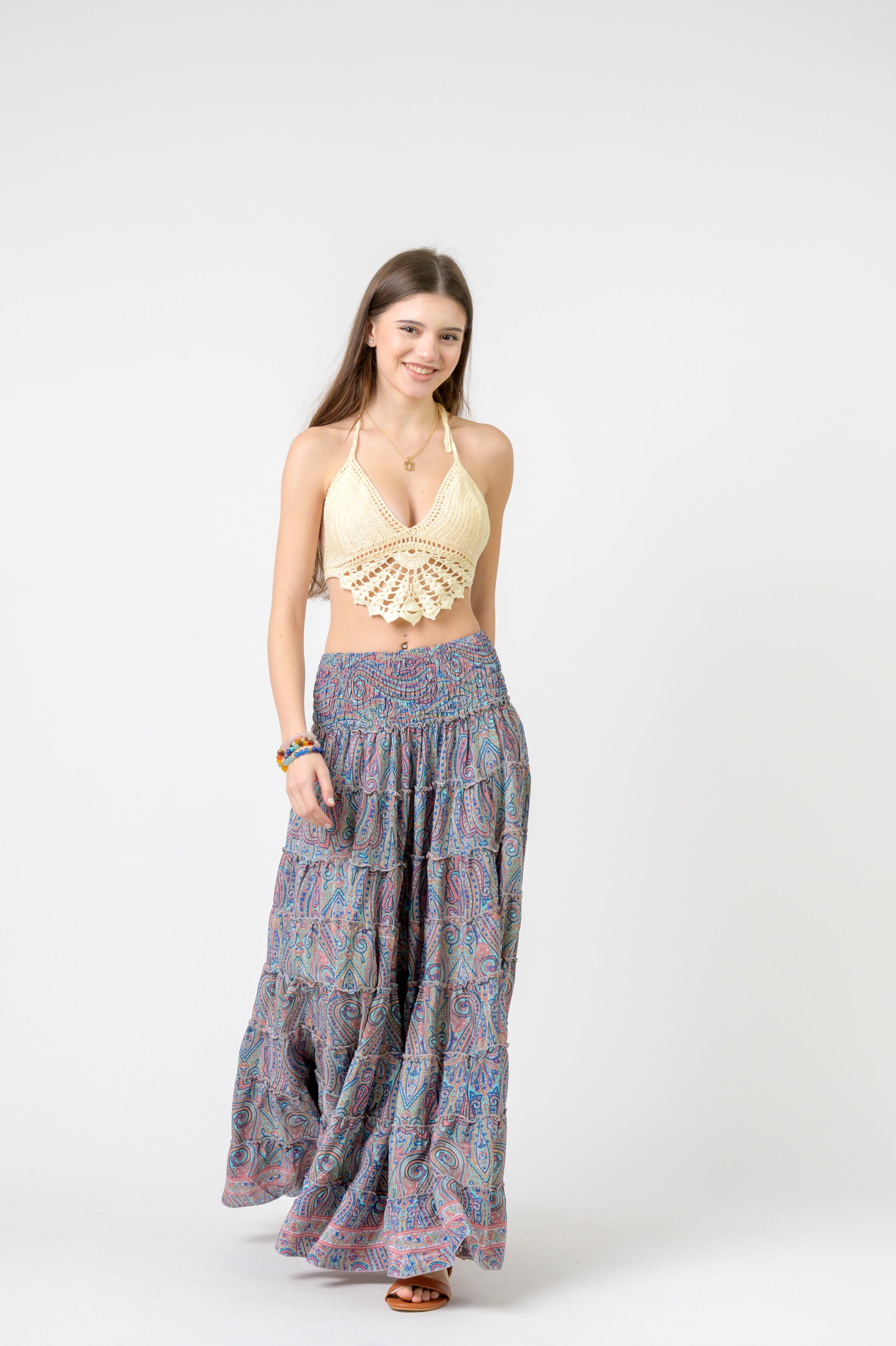 Rhea Layered Print Ruffle Skirt