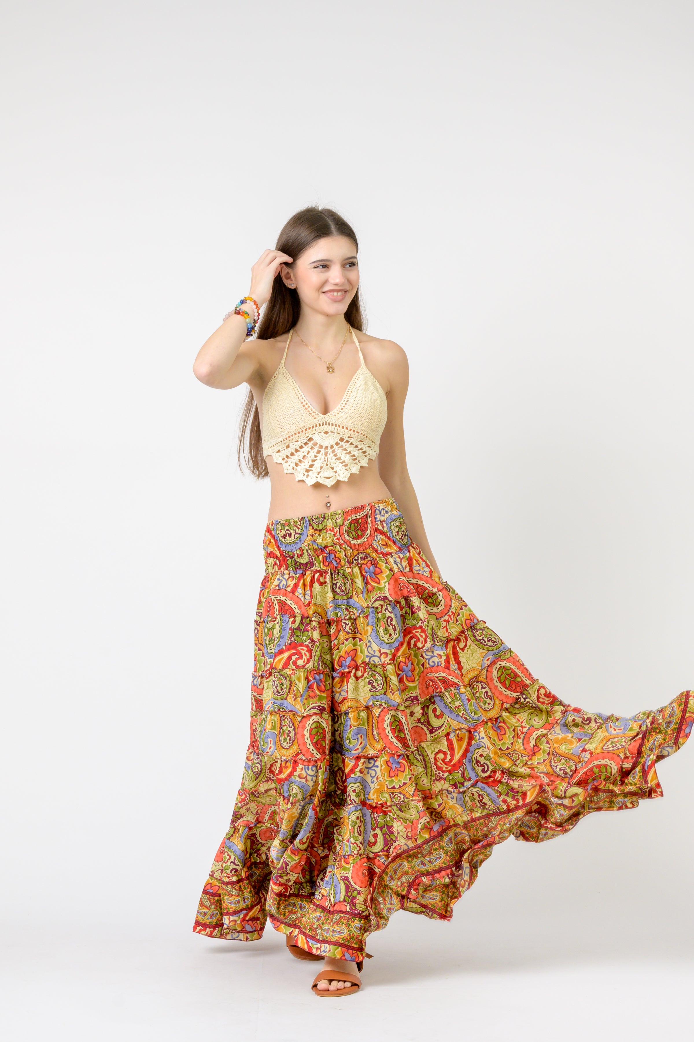 Rhea Layered Print Ruffle Skirt