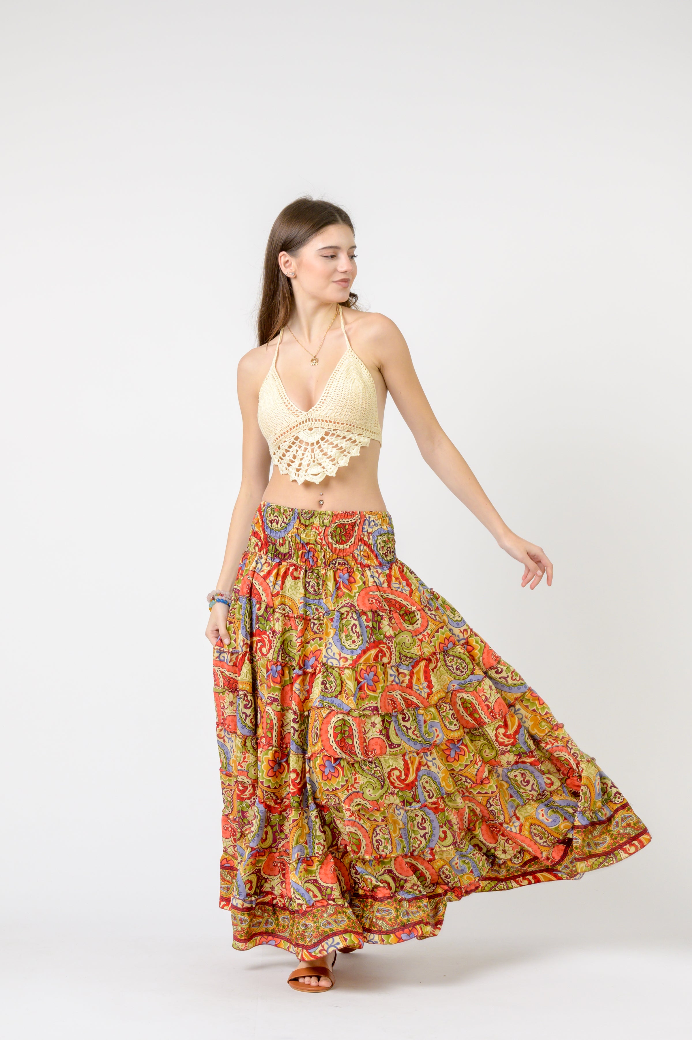 Rhea Layered Print Ruffle Skirt