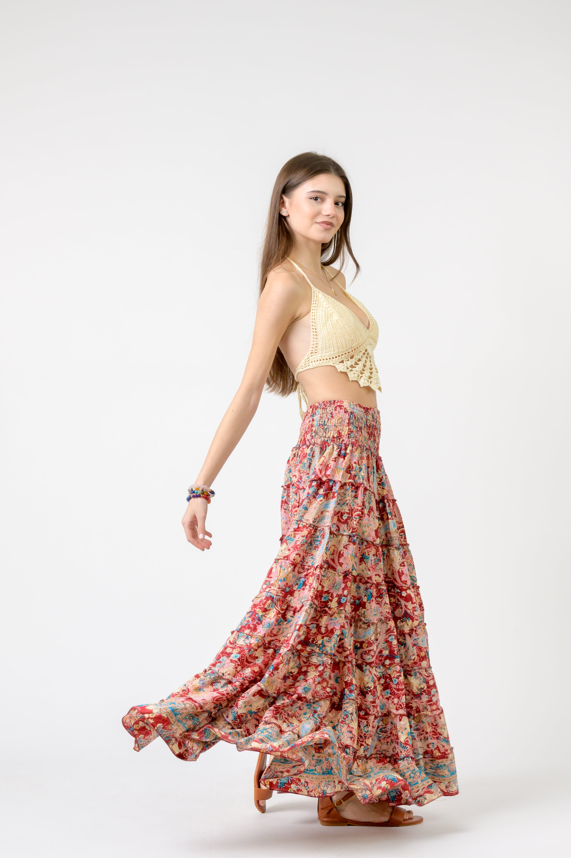 Rhea Layered Print Ruffle Skirt