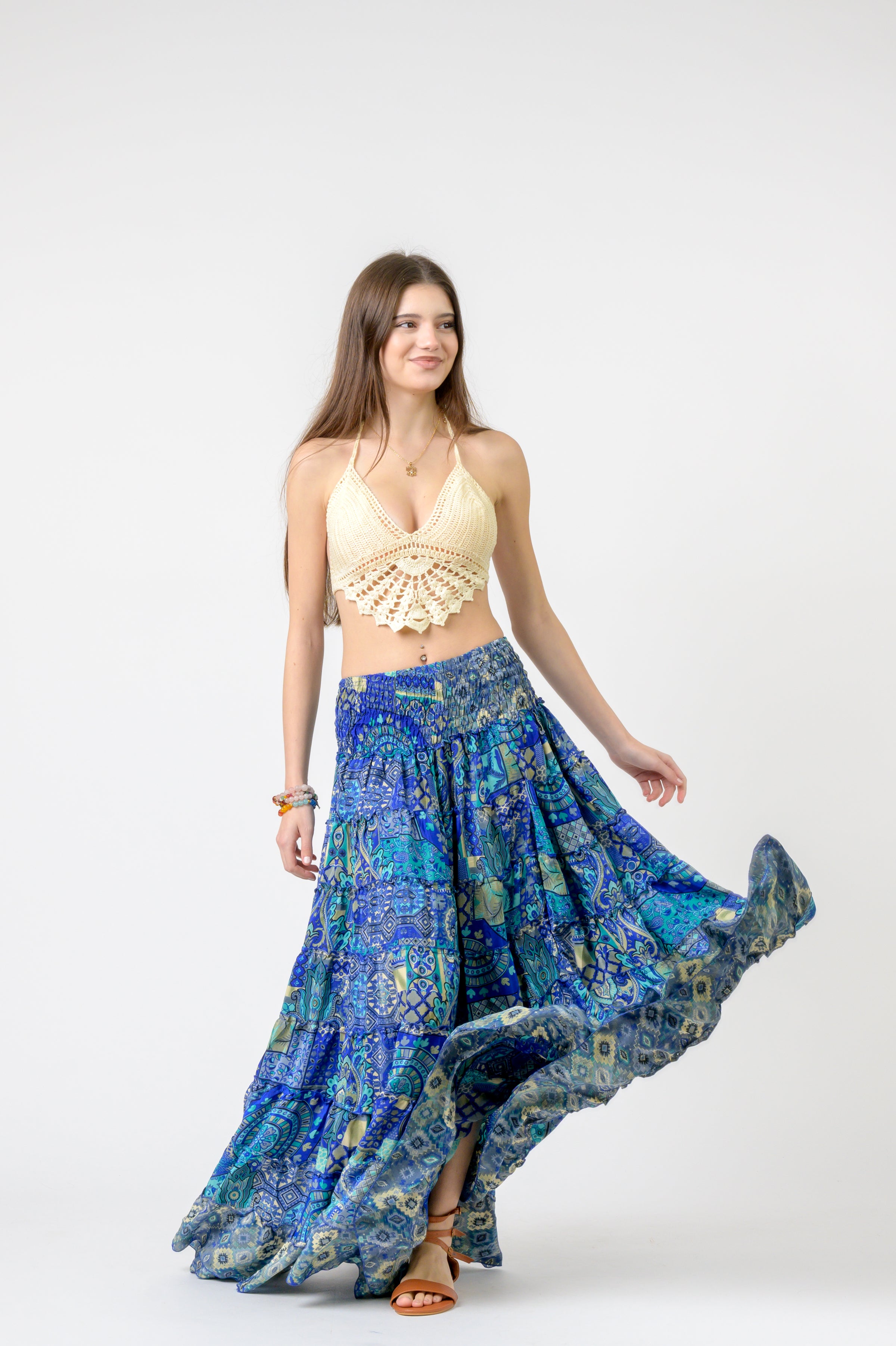 Rhea Layered Print Ruffle Skirt