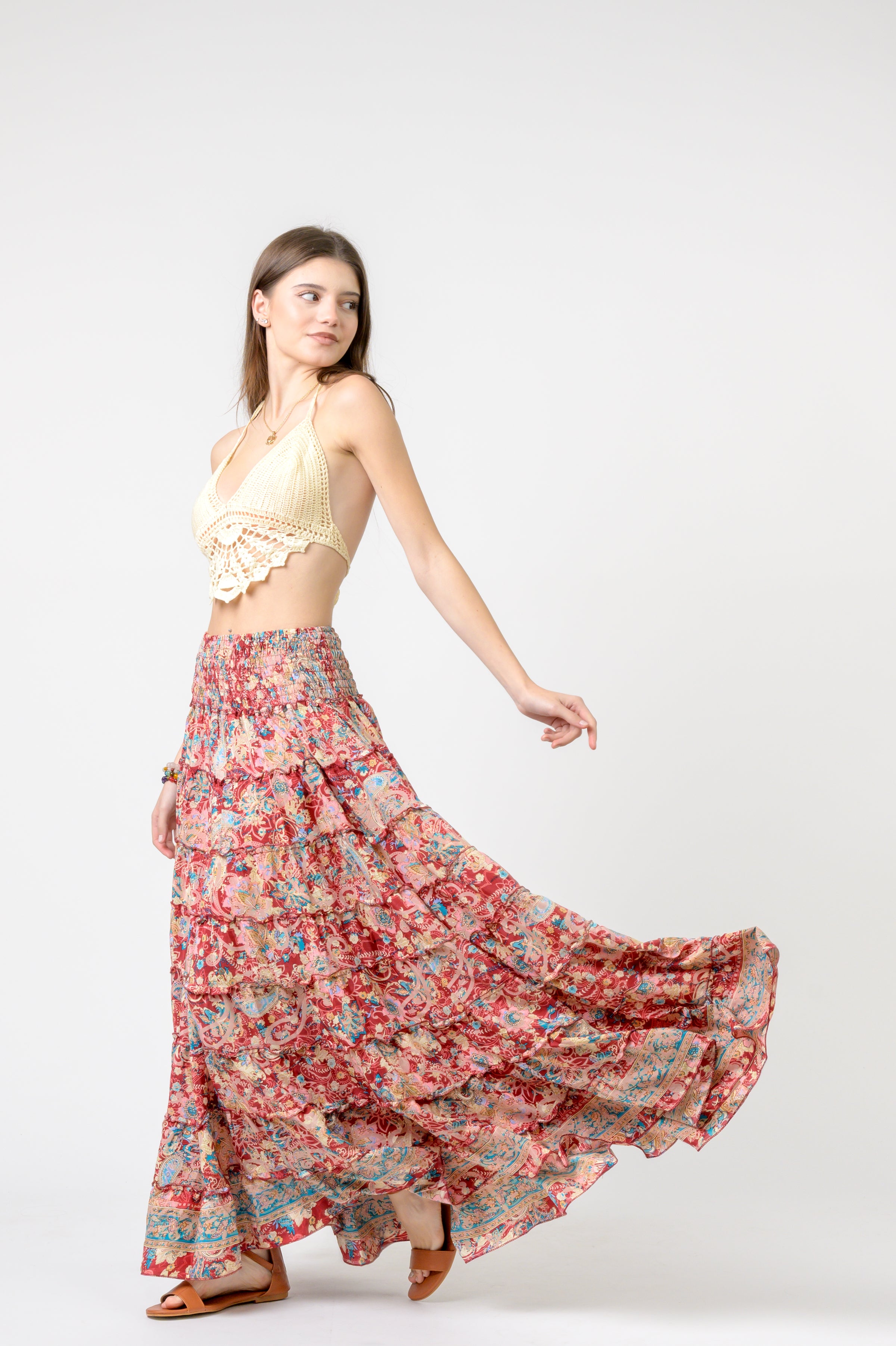 Rhea Layered Print Ruffle Skirt