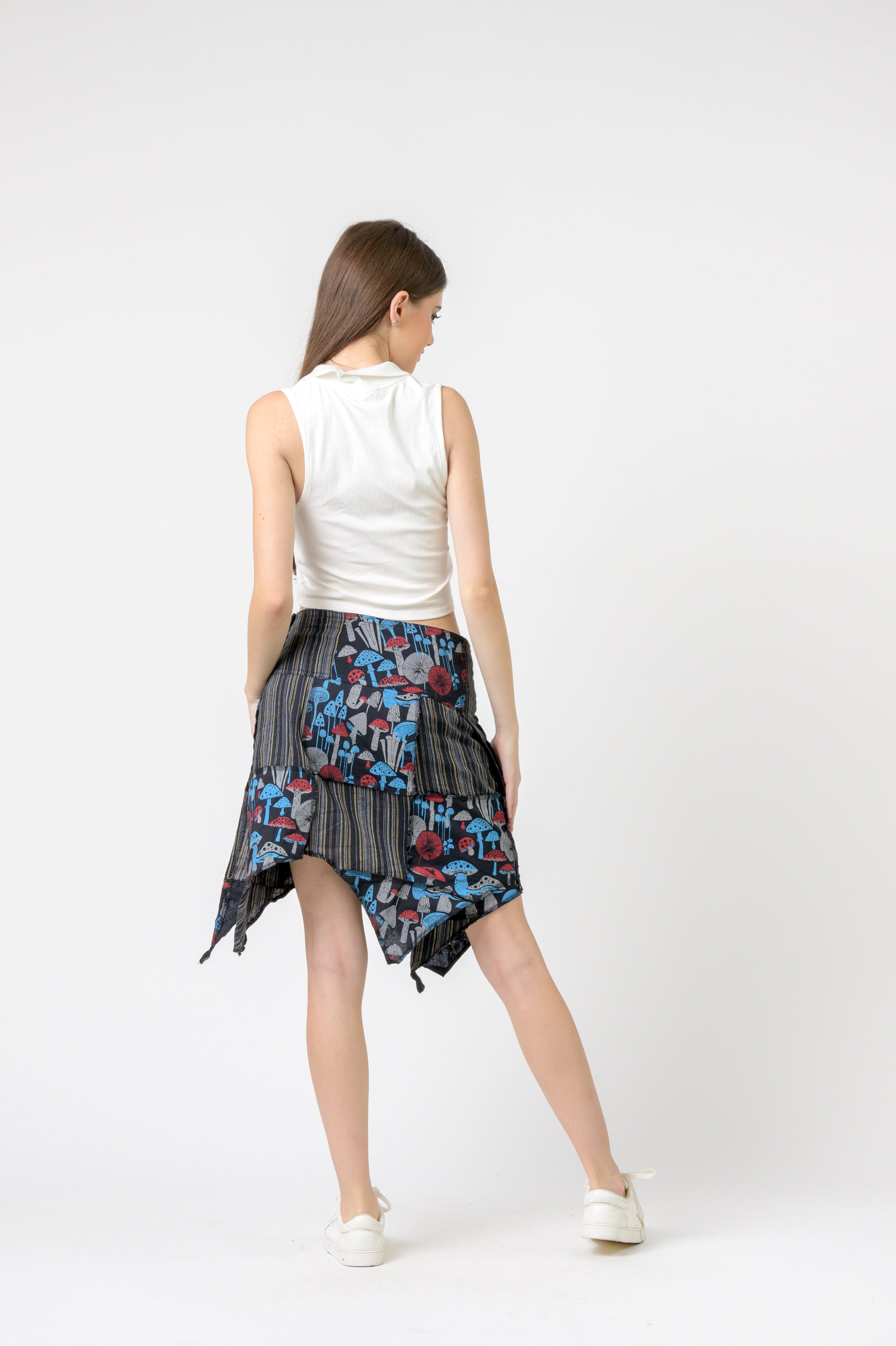 Rhea Stripe and Mushroom Patch Skirt