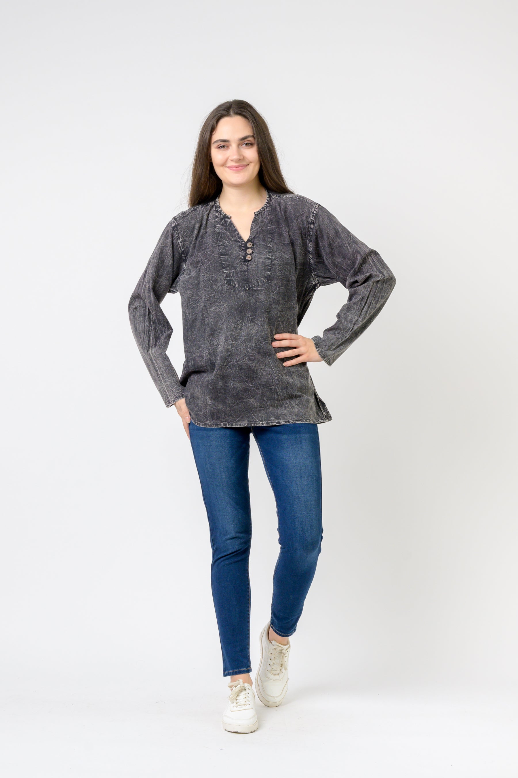 Rhea Button V-Neck Shirt