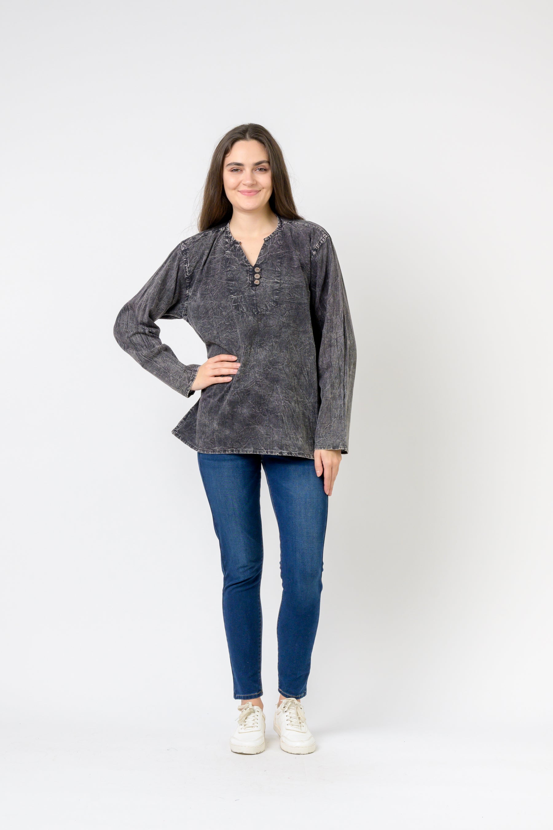 Rhea Button V-Neck Shirt