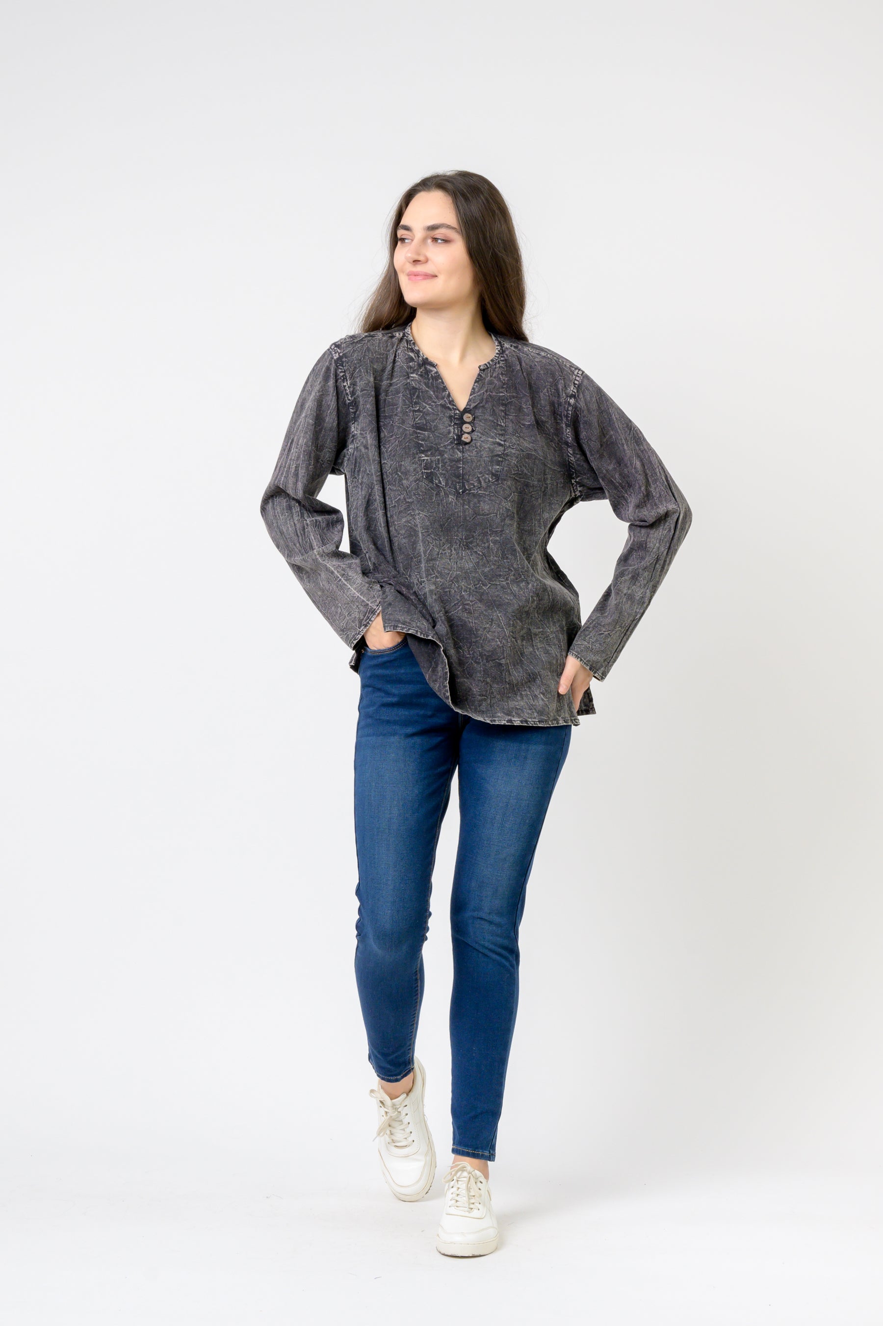 Rhea Button V-Neck Shirt