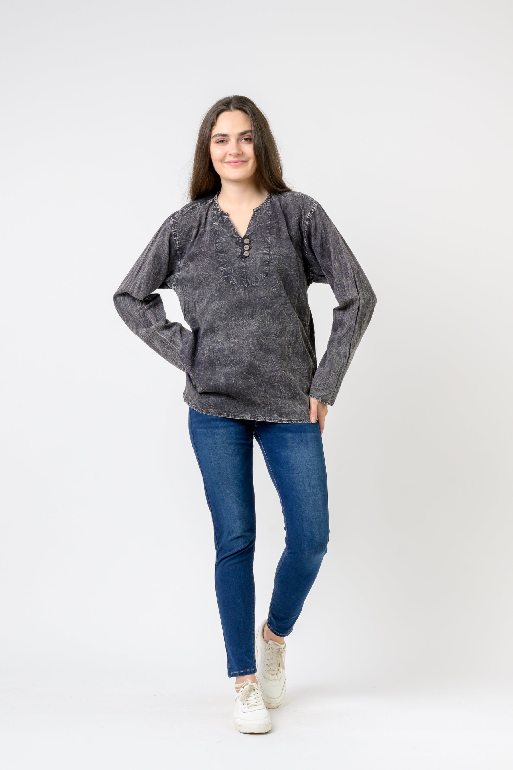 Rhea Button V-Neck Shirt