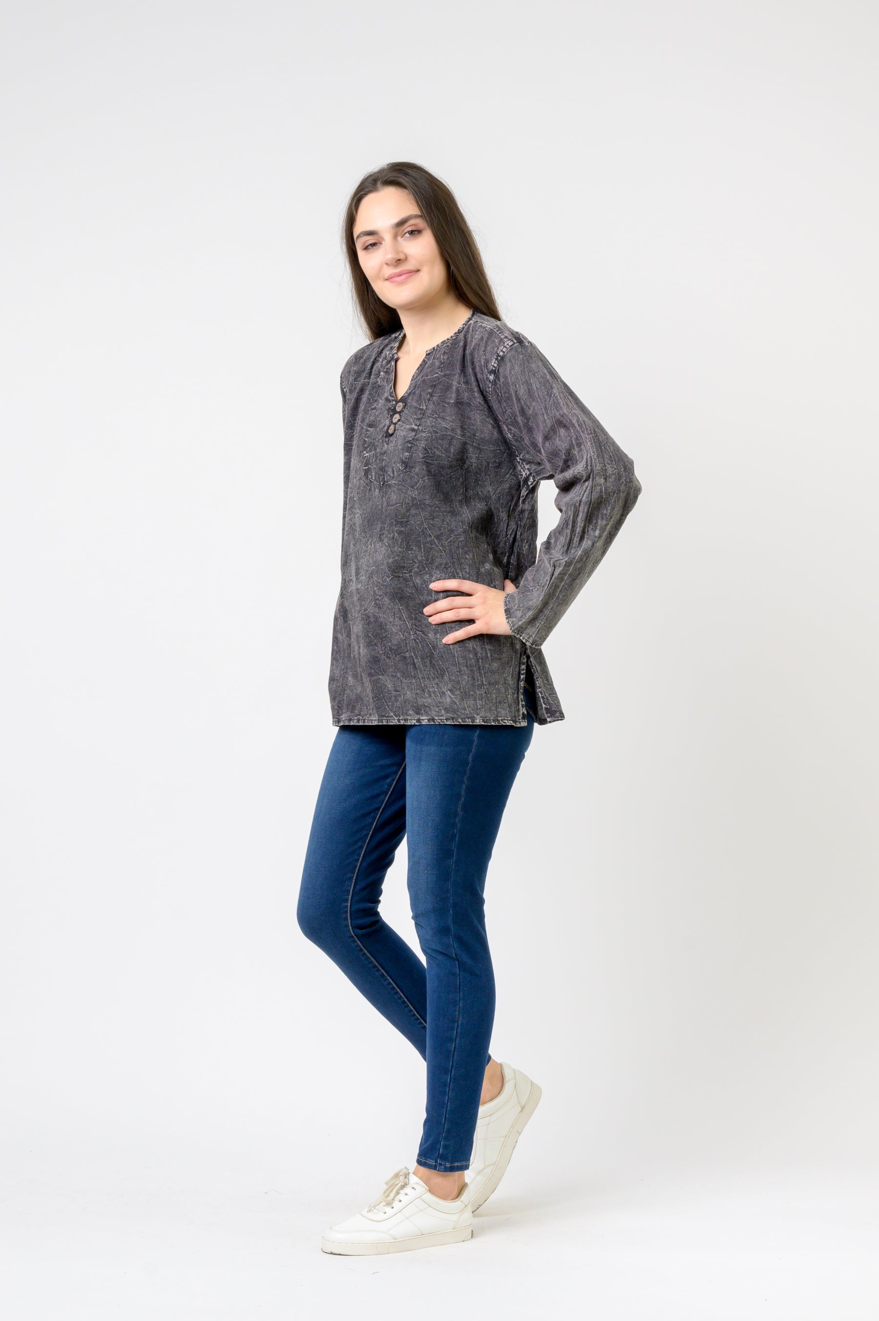 Rhea Button V-Neck Shirt