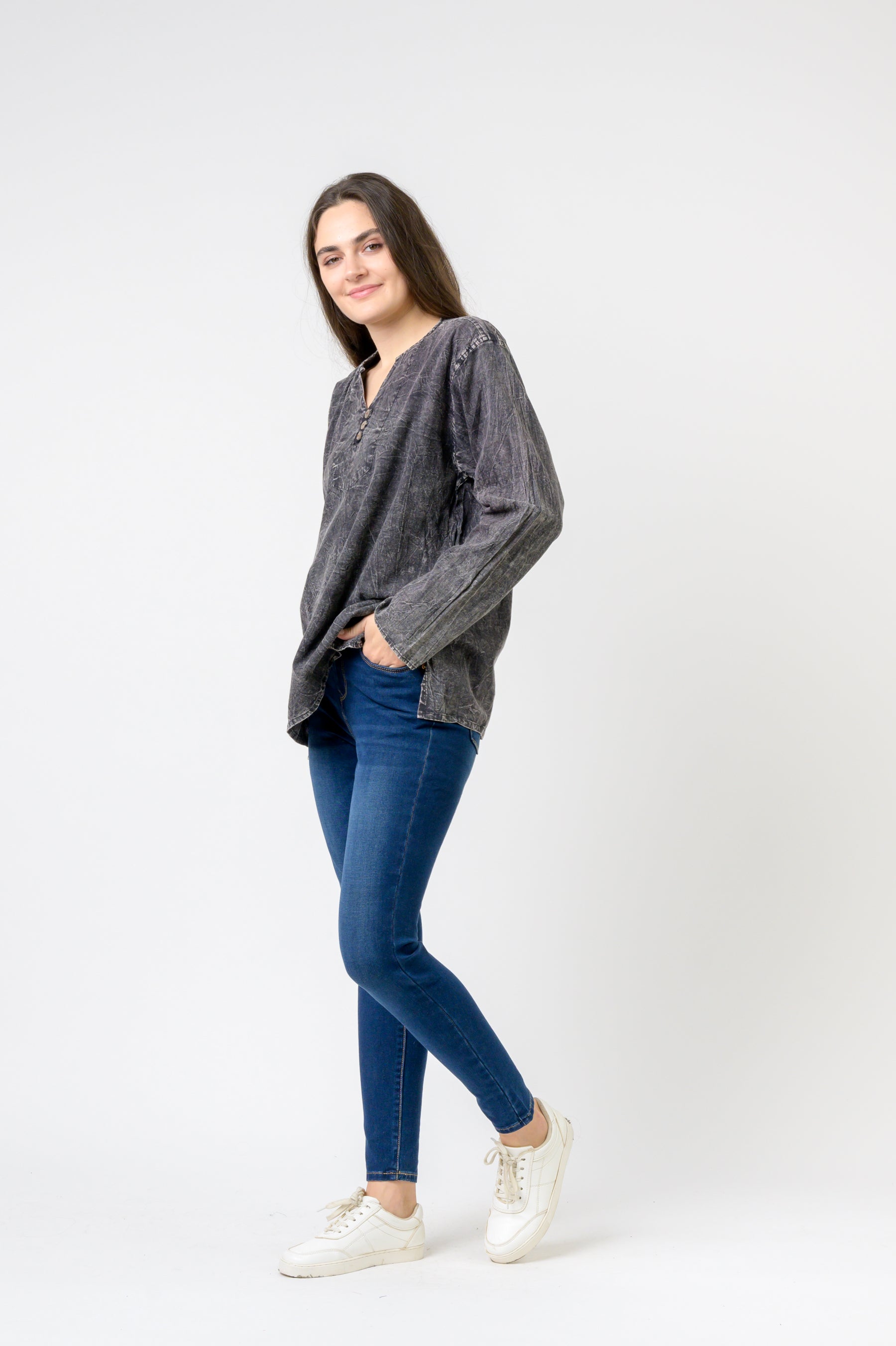 Rhea Button V-Neck Shirt