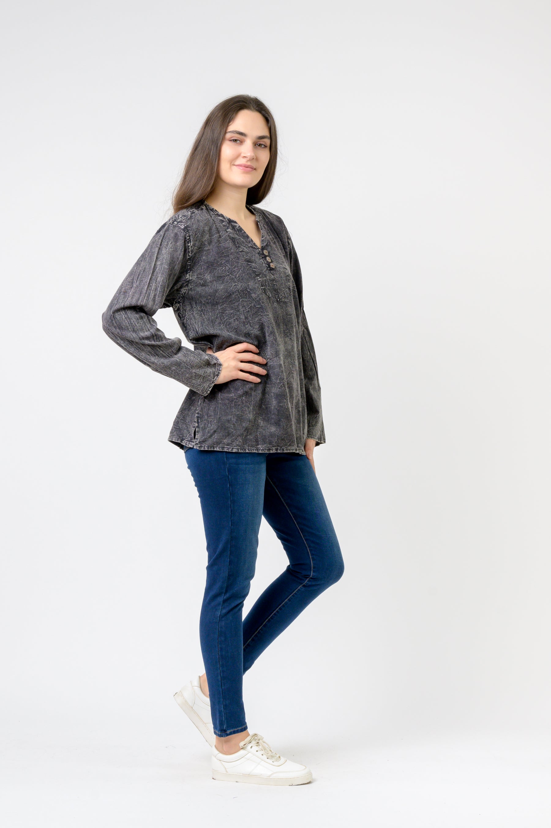 Rhea Button V-Neck Shirt