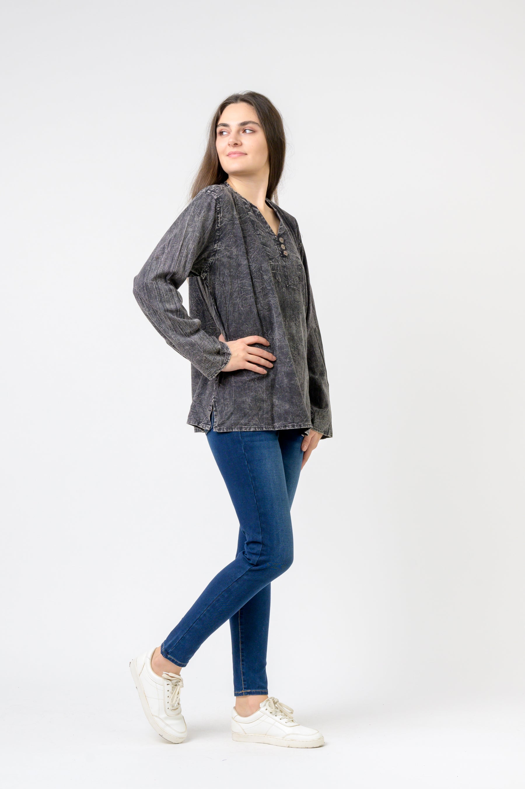 Rhea Button V-Neck Shirt