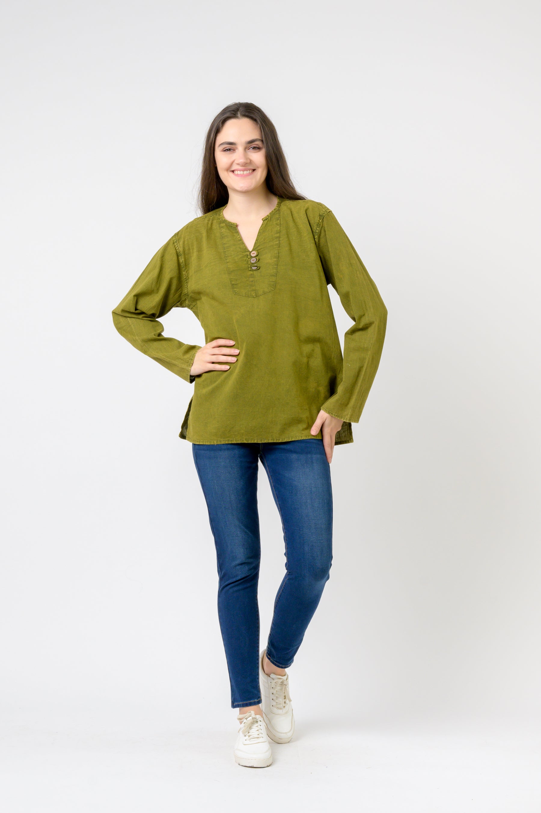 Rhea Button V-Neck Shirt