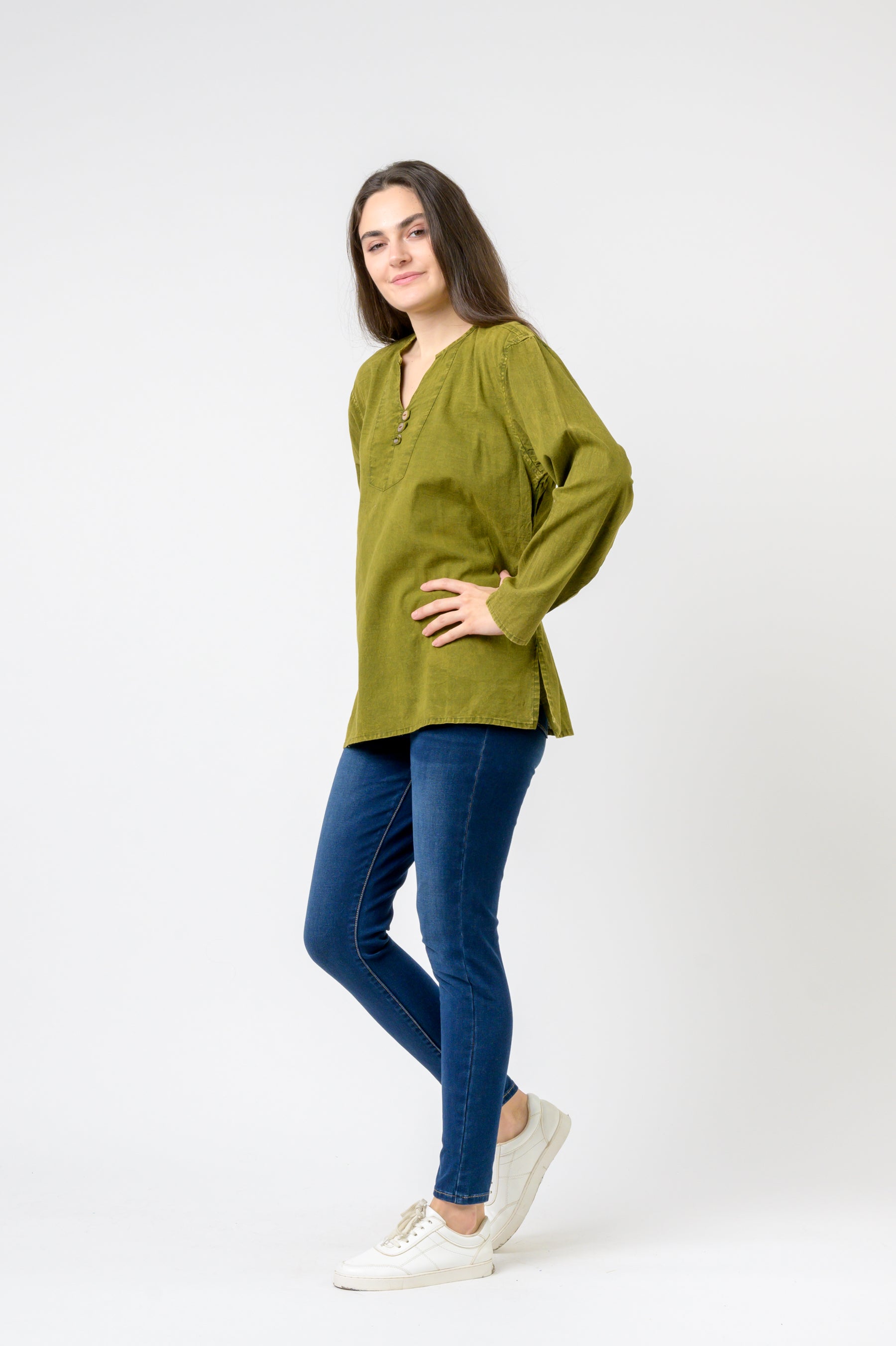 Rhea Button V-Neck Shirt