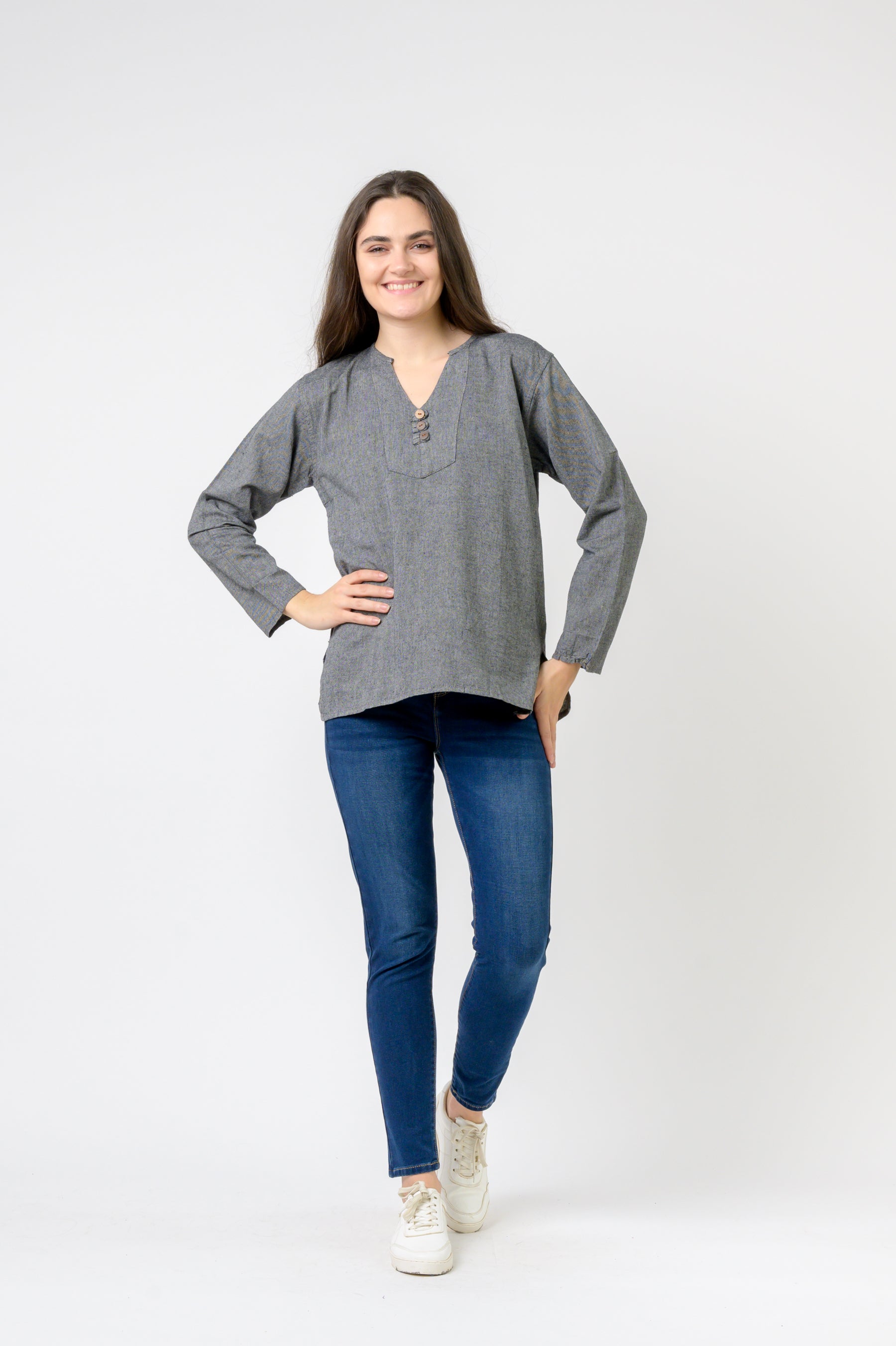 Rhea Button V-Neck Shirt