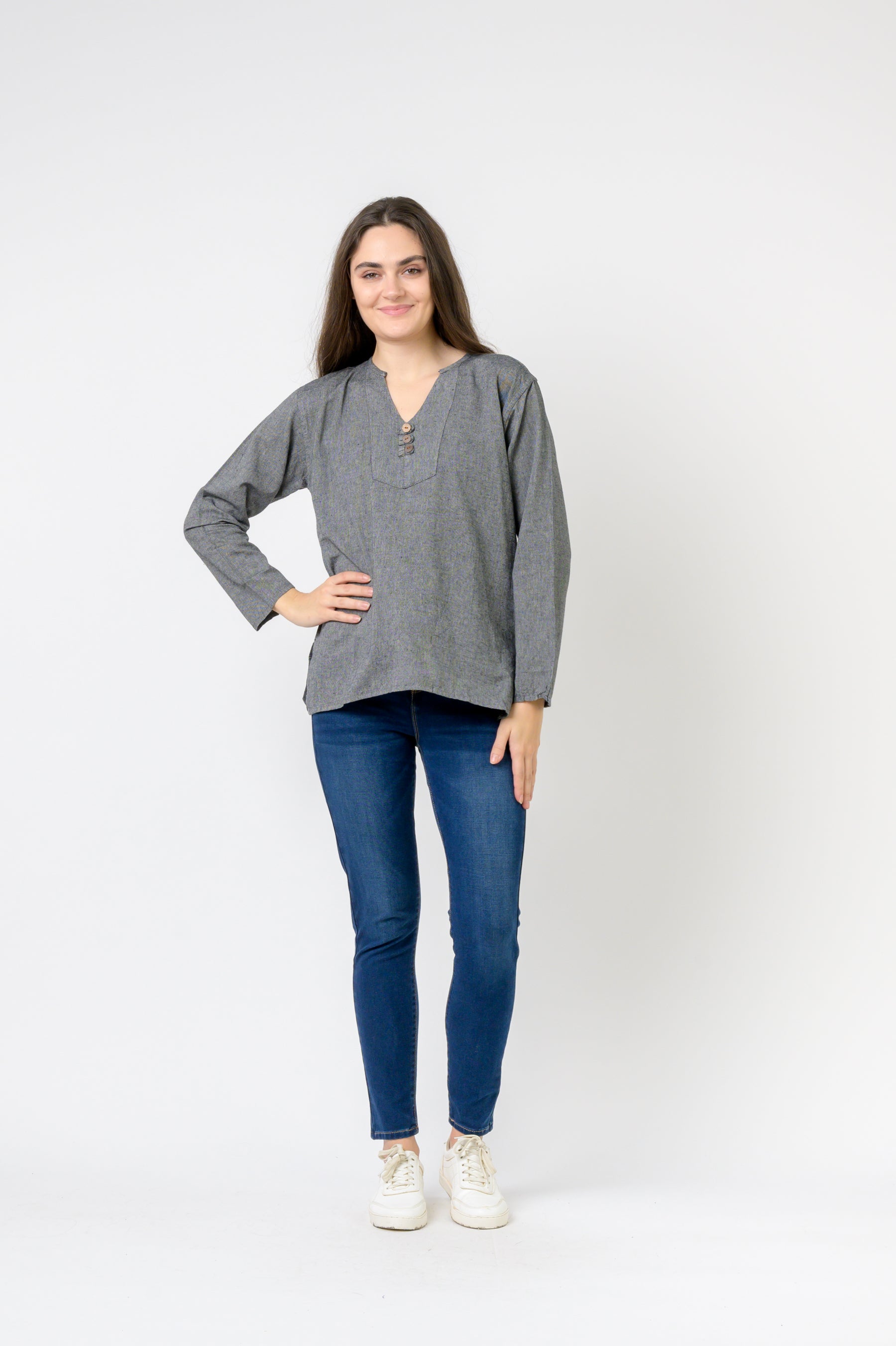 Rhea Button V-Neck Shirt