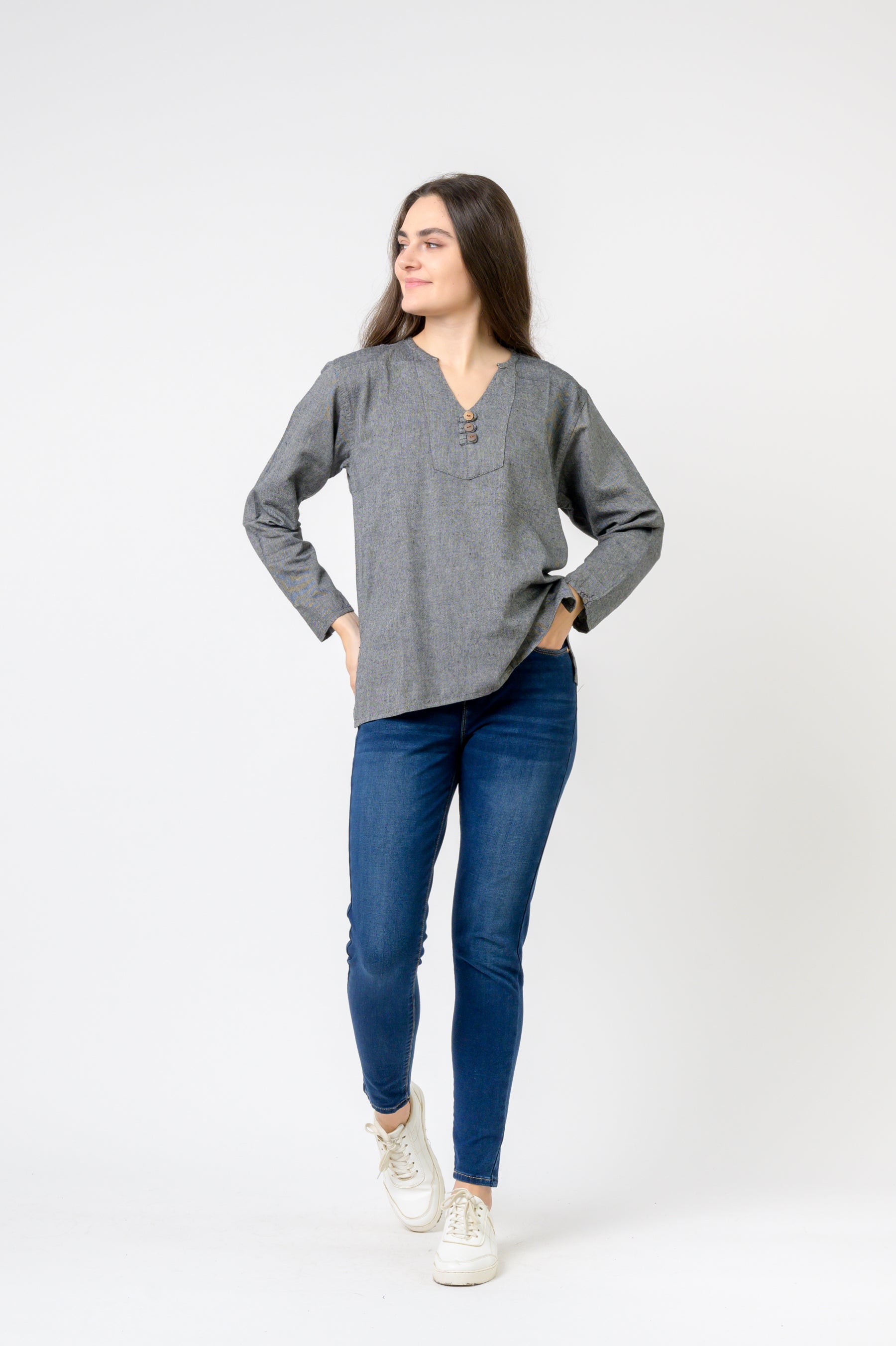 Rhea Button V-Neck Shirt