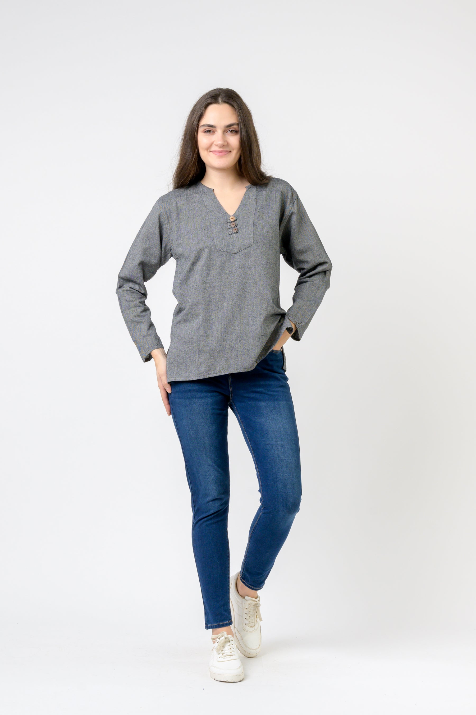 Rhea Button V-Neck Shirt