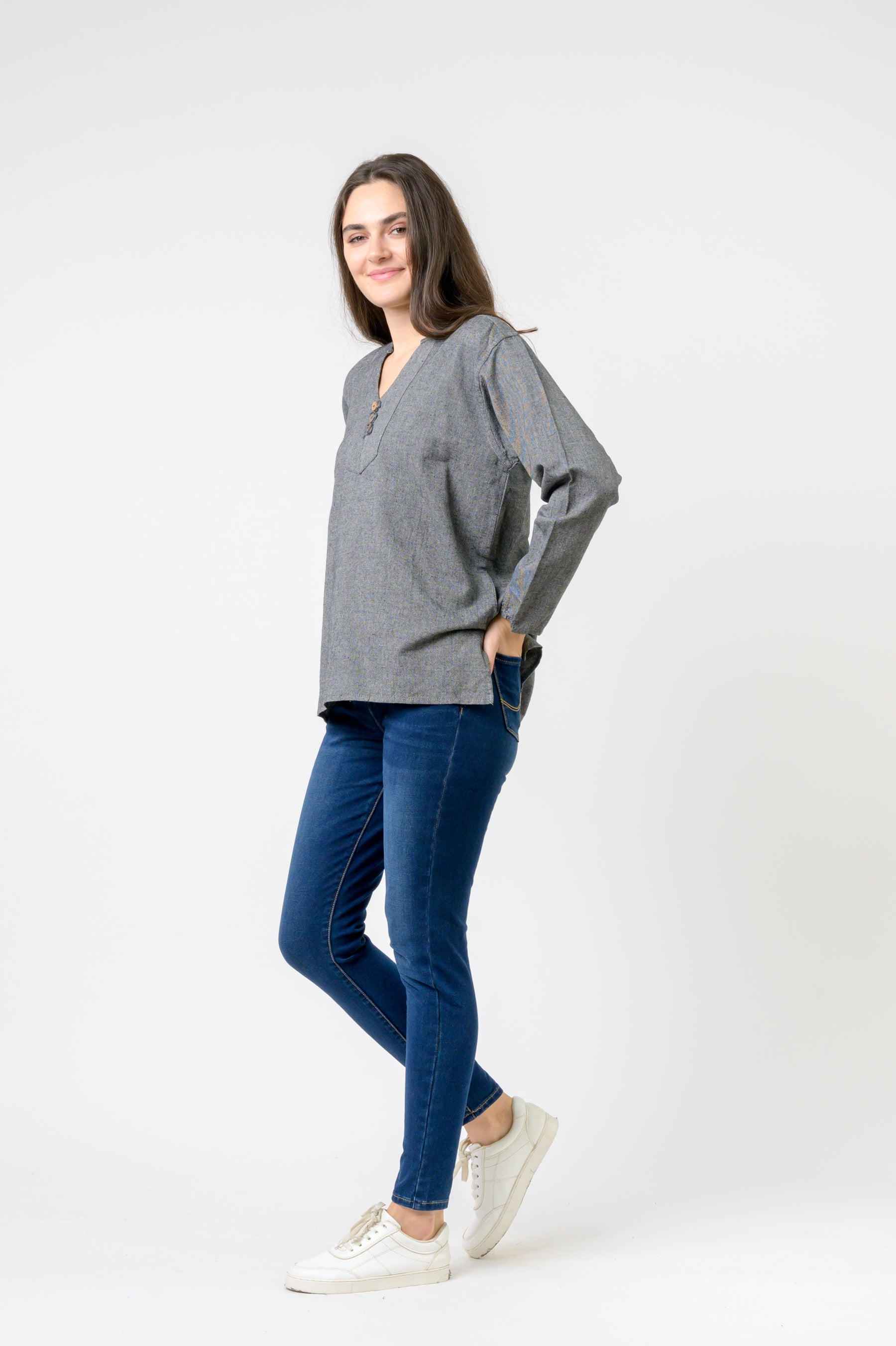 Rhea Button V-Neck Shirt