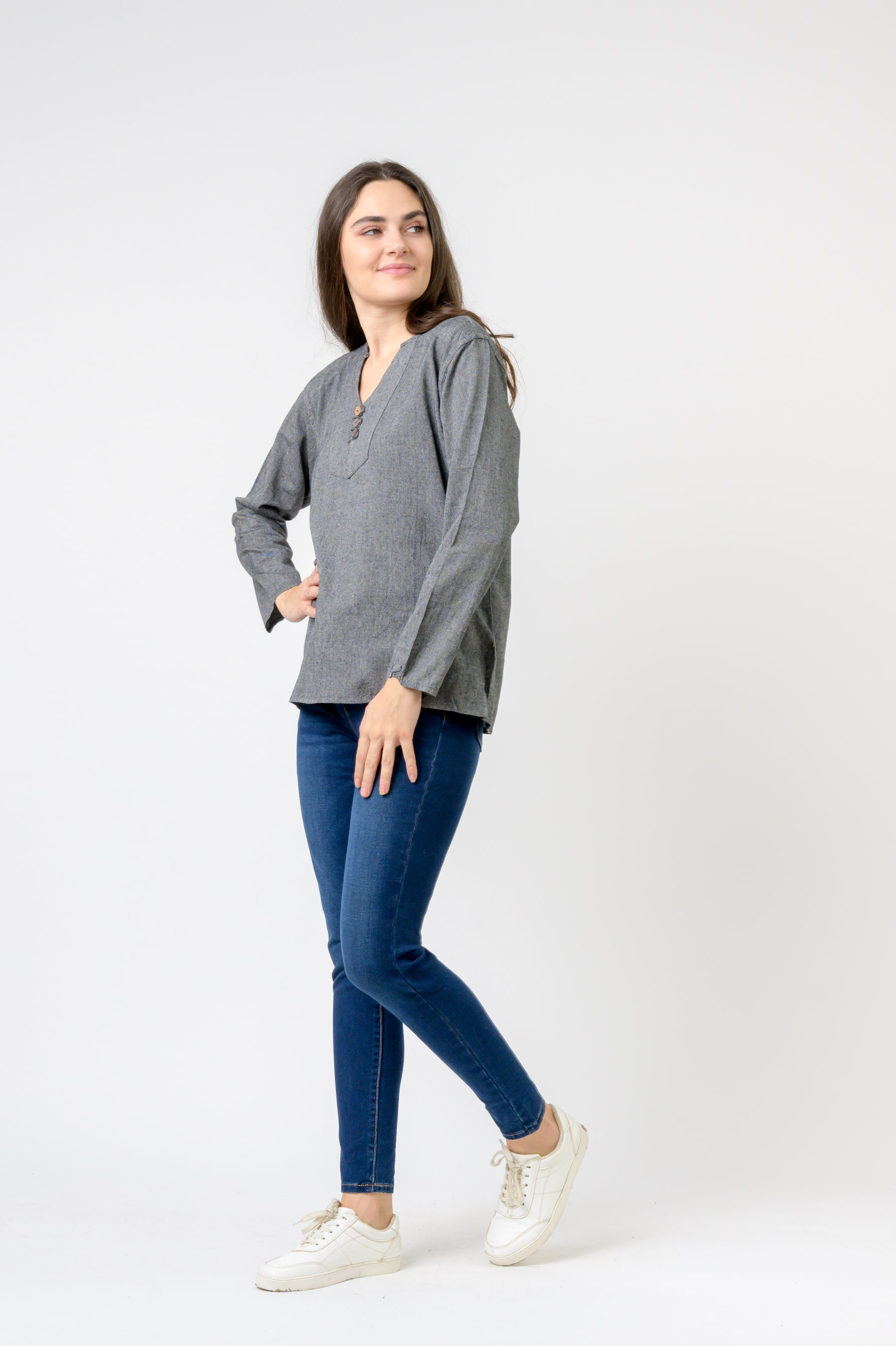 Rhea Button V-Neck Shirt