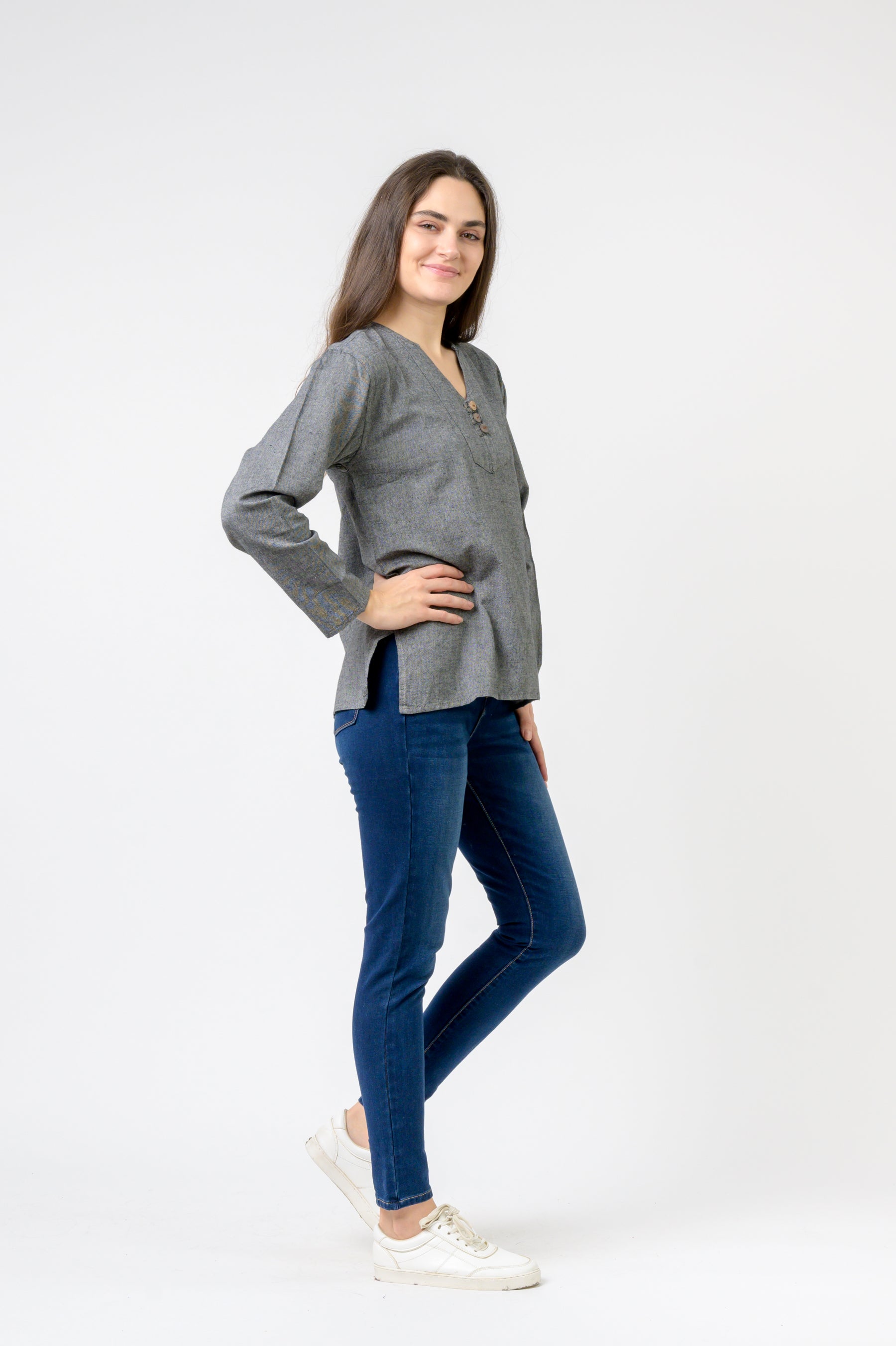 Rhea Button V-Neck Shirt