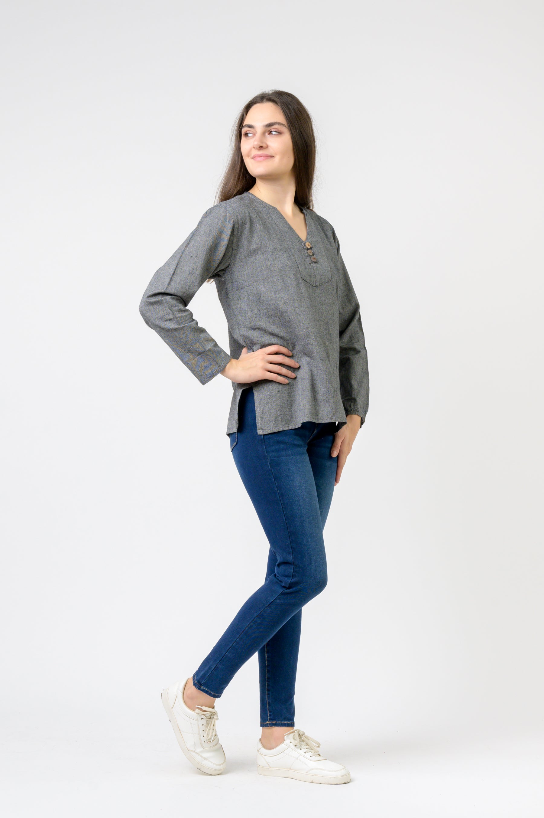 Rhea Button V-Neck Shirt