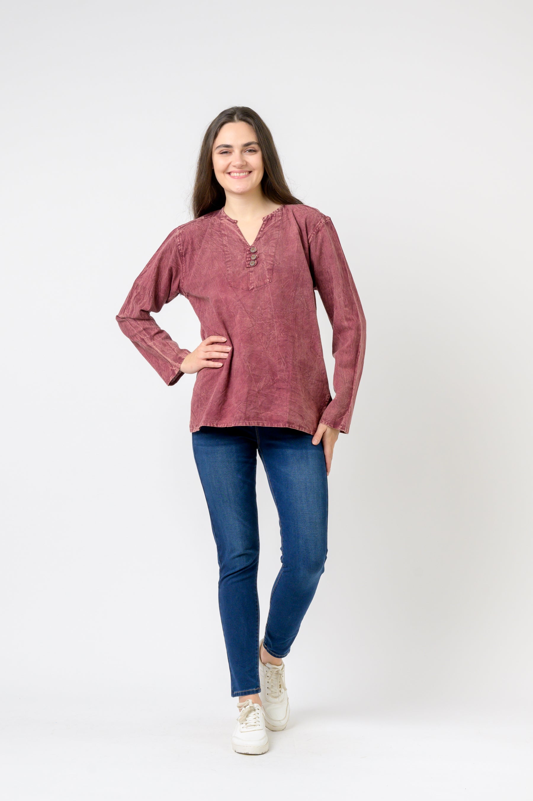 Rhea Button V-Neck Shirt