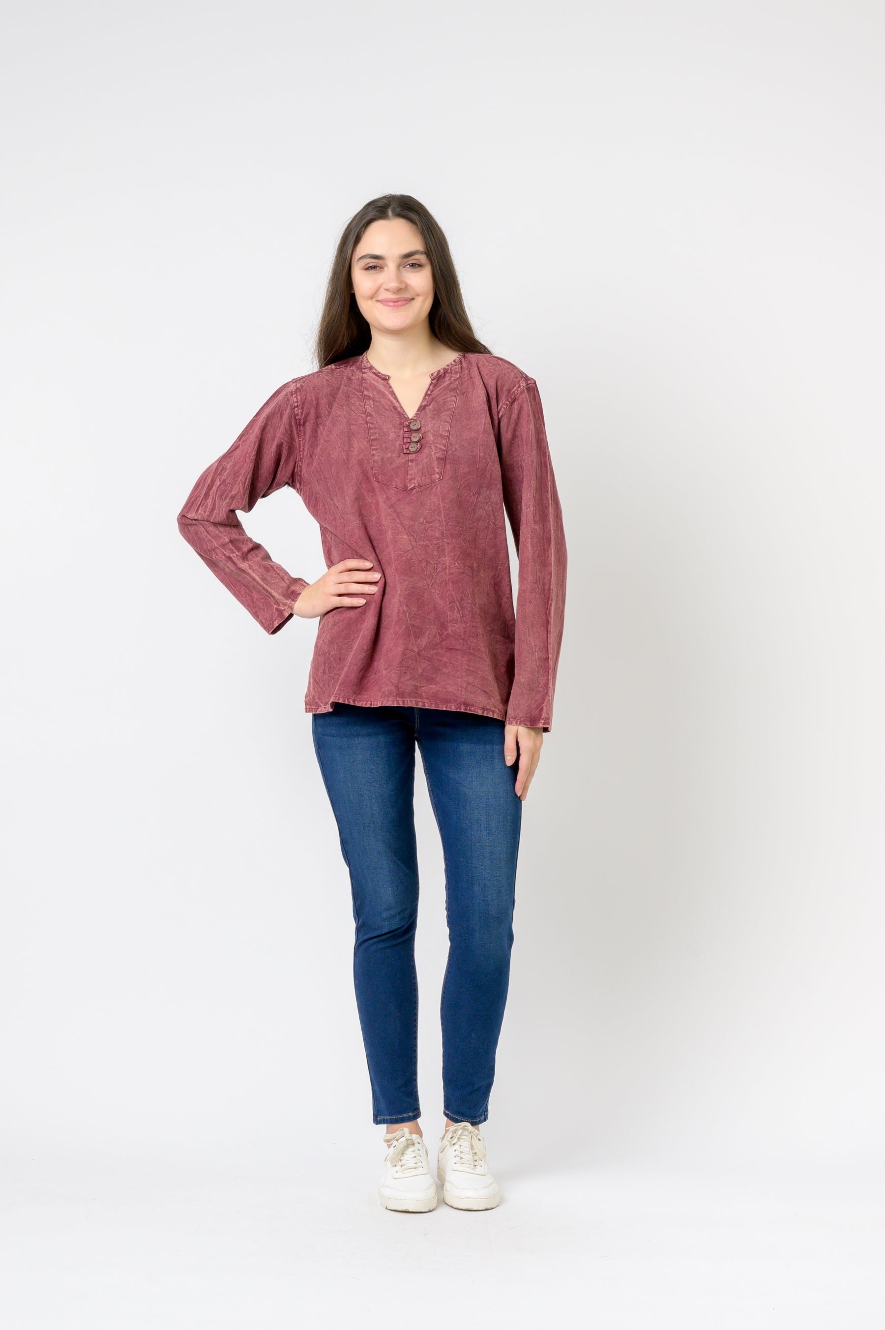 Rhea Button V-Neck Shirt