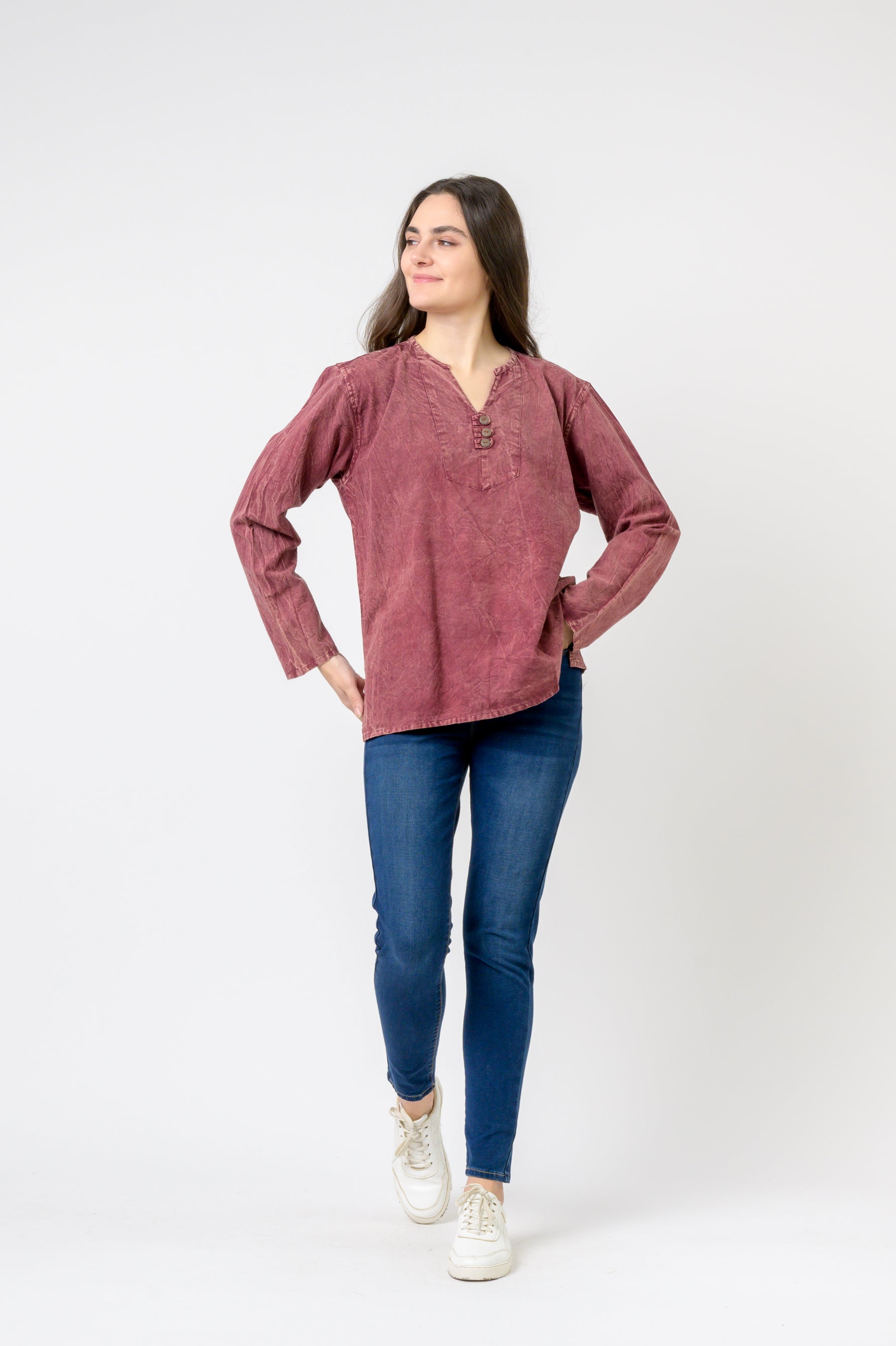 Rhea Button V-Neck Shirt
