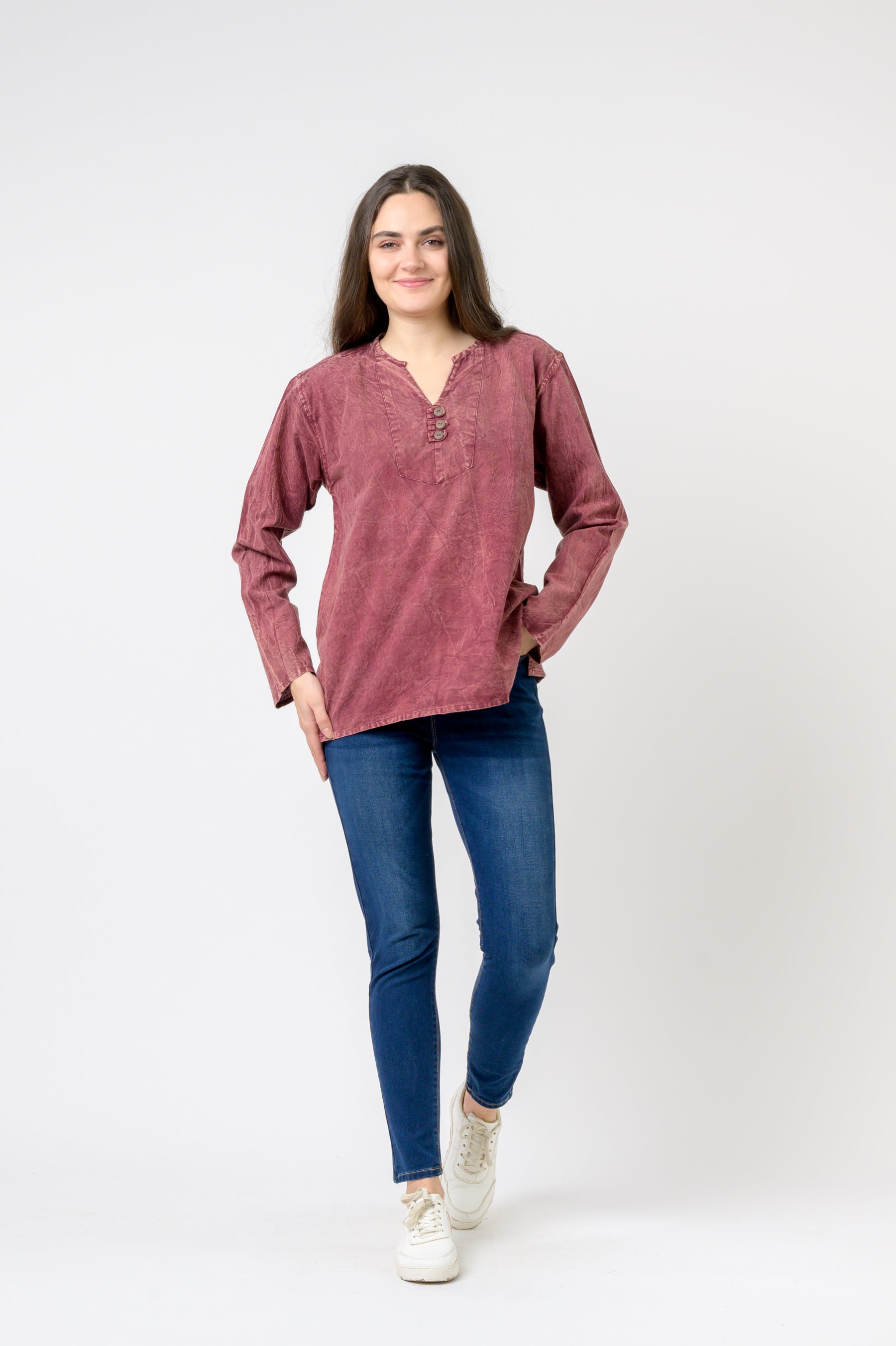 Rhea Button V-Neck Shirt