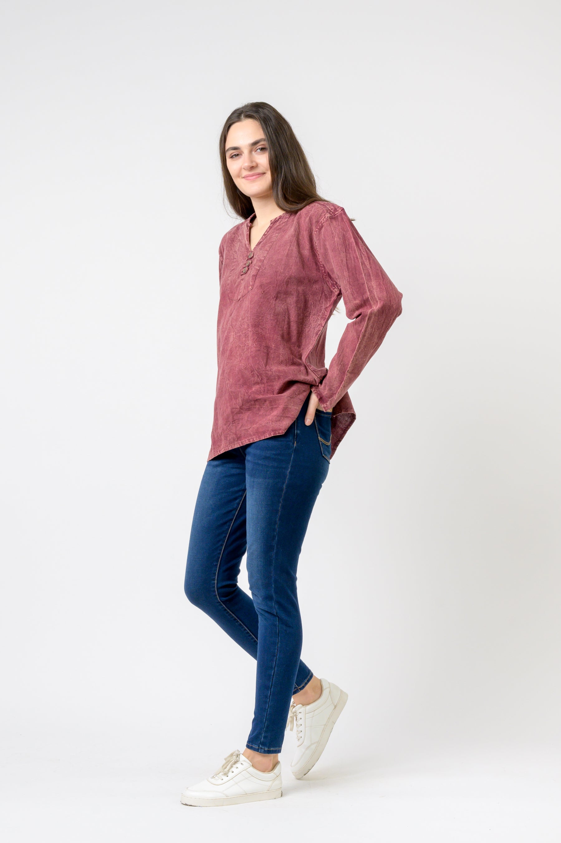 Rhea Button V-Neck Shirt