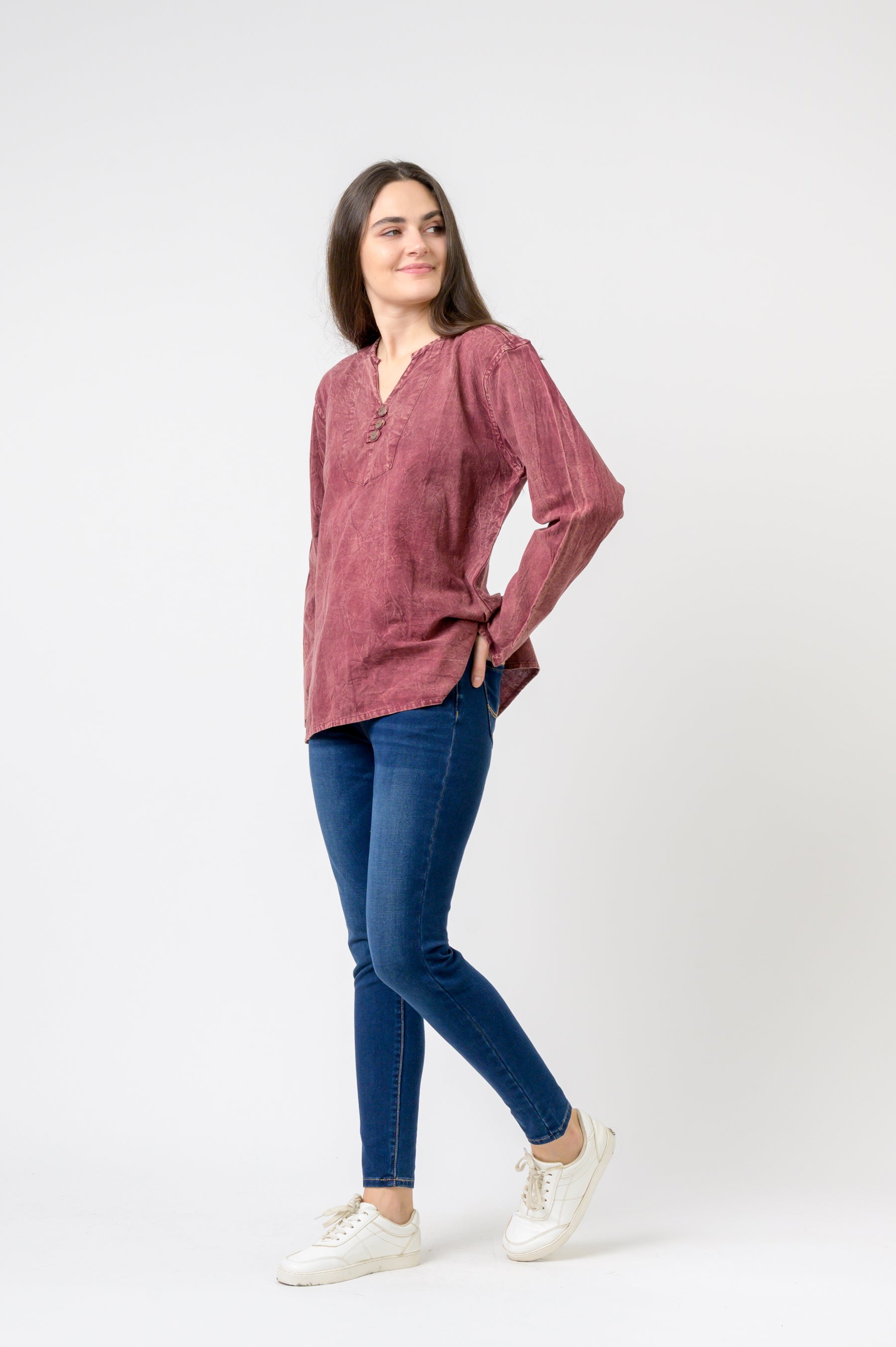 Rhea Button V-Neck Shirt
