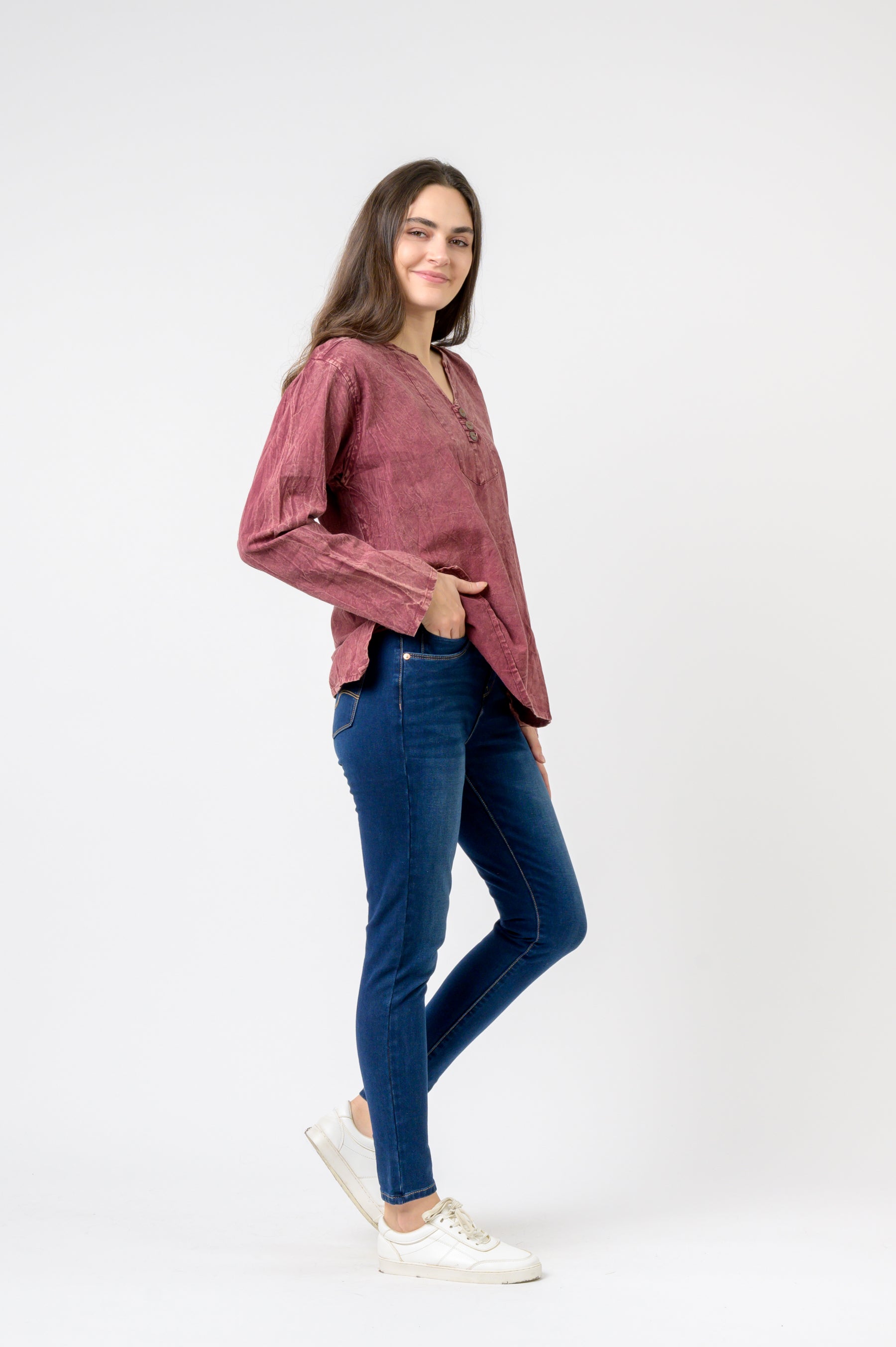 Rhea Button V-Neck Shirt