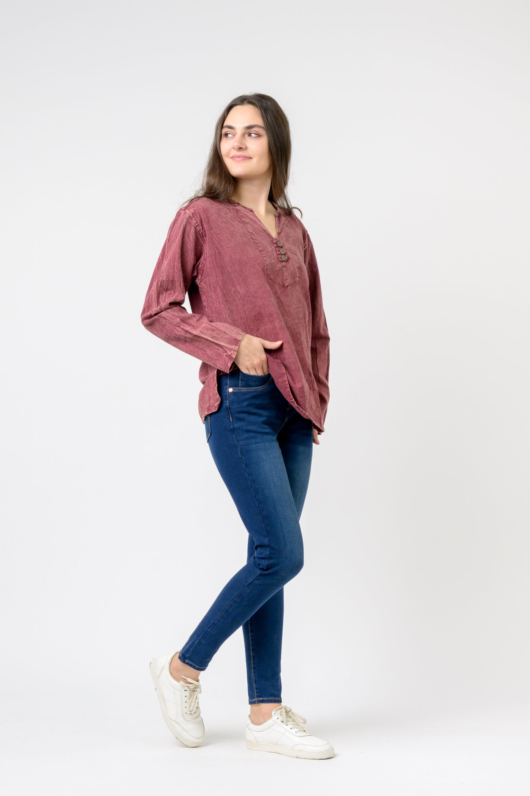 Rhea Button V-Neck Shirt