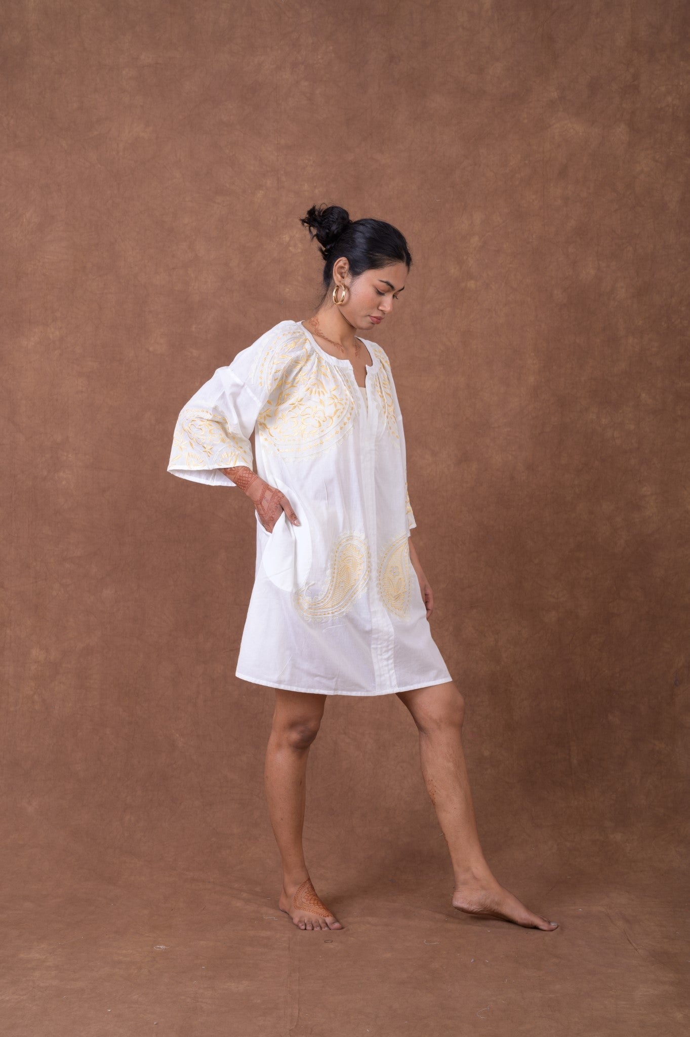 Rhea Embroidered Tunic Top White / L/X