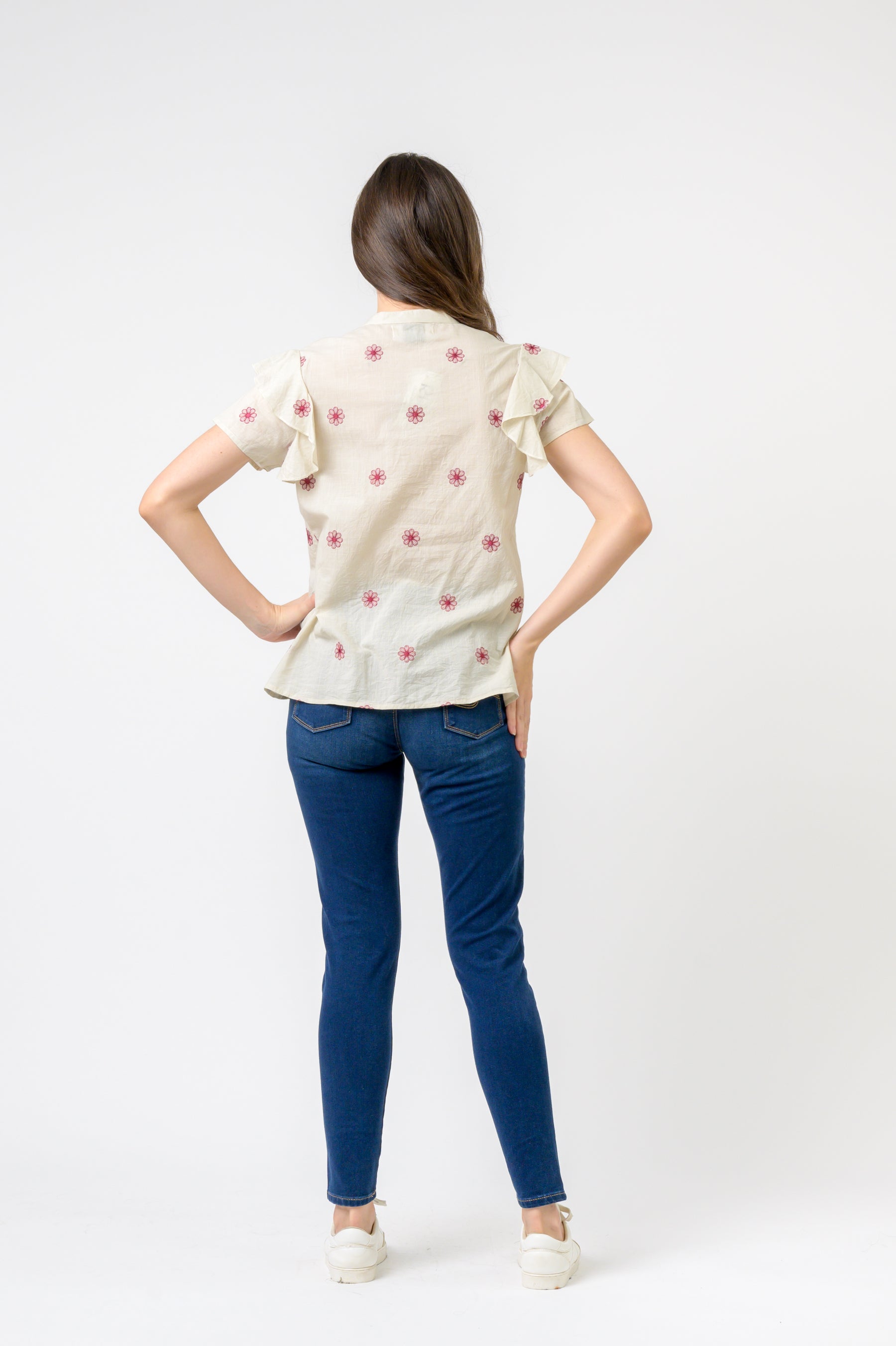 Rhea Flower Spot Short Sleeve Top