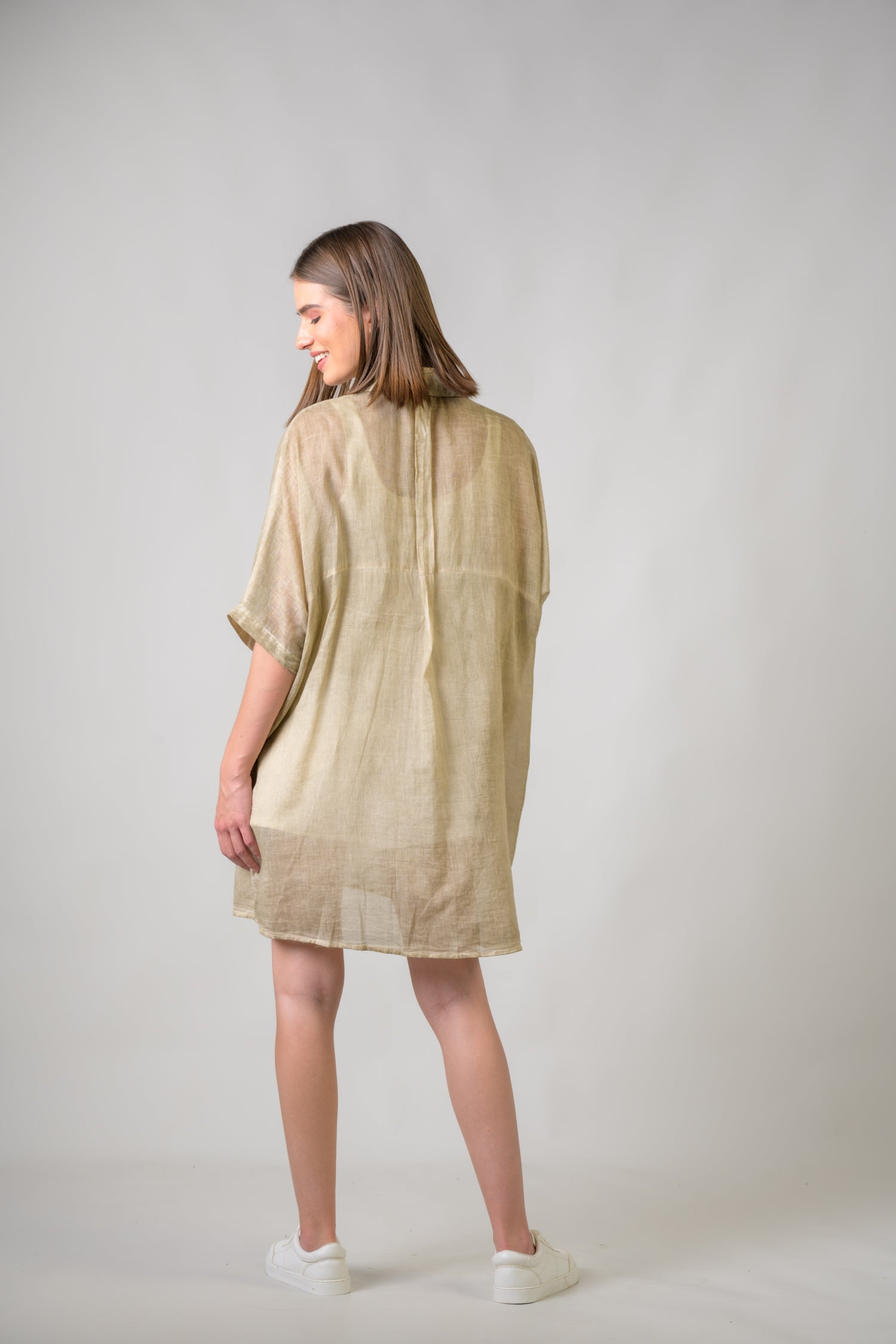 Rhea Starfish Hand-Embroidered Short Sleeve Top Beige / One Size