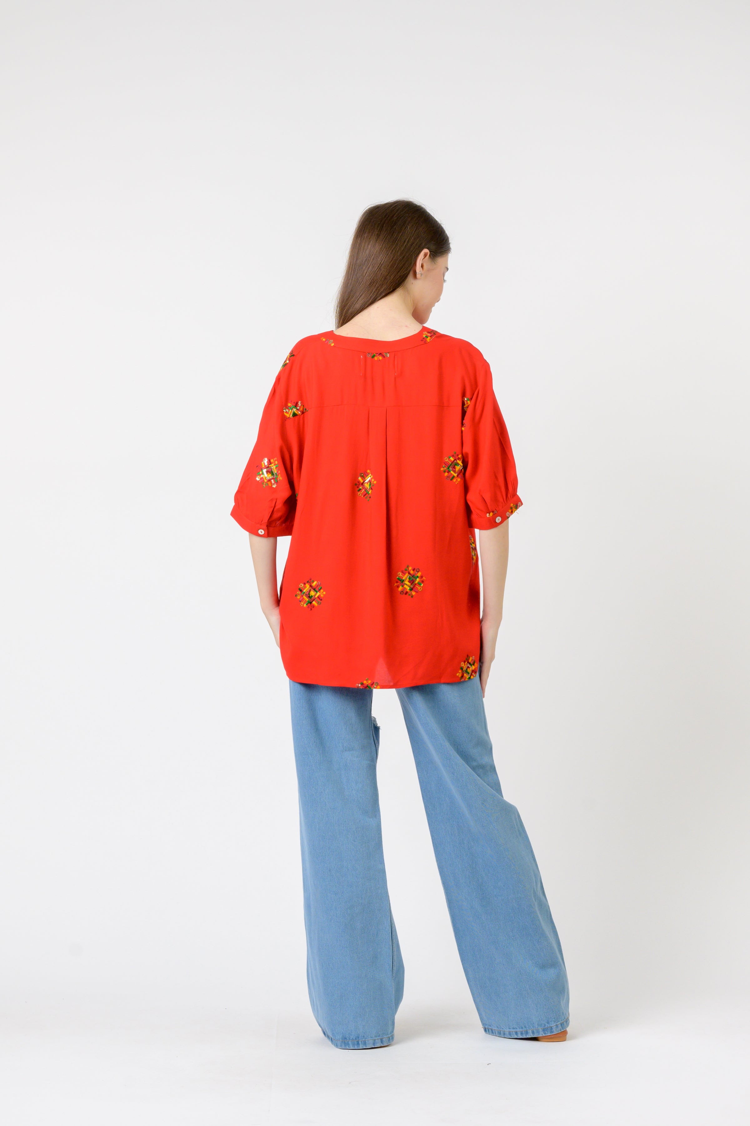 Rhea Embroidered Boa Top