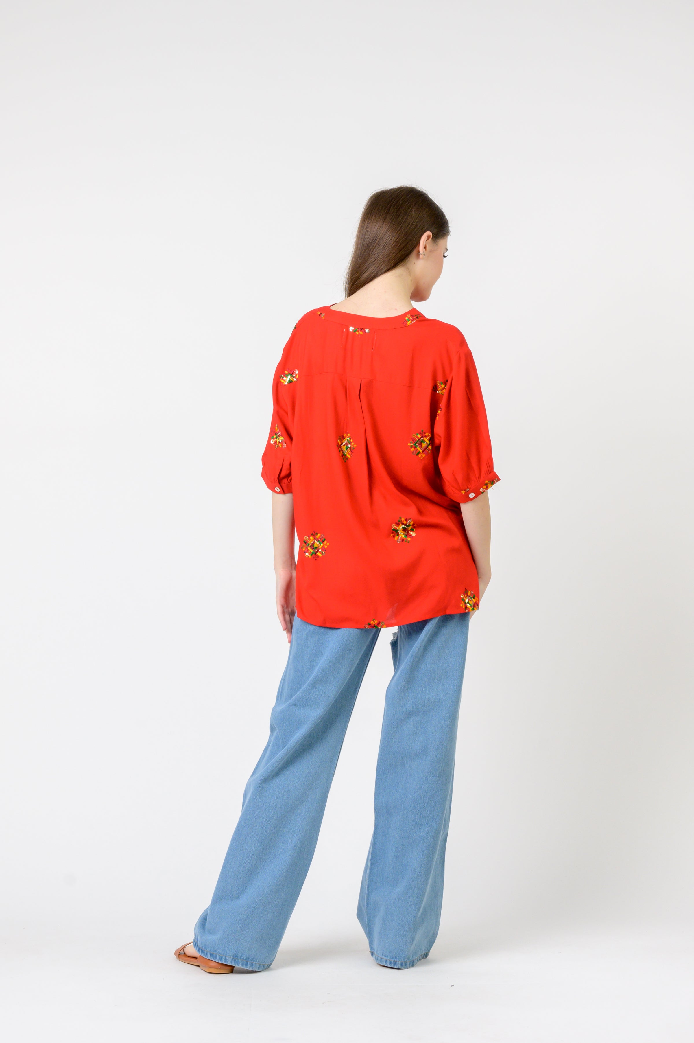 Rhea Embroidered Boa Top