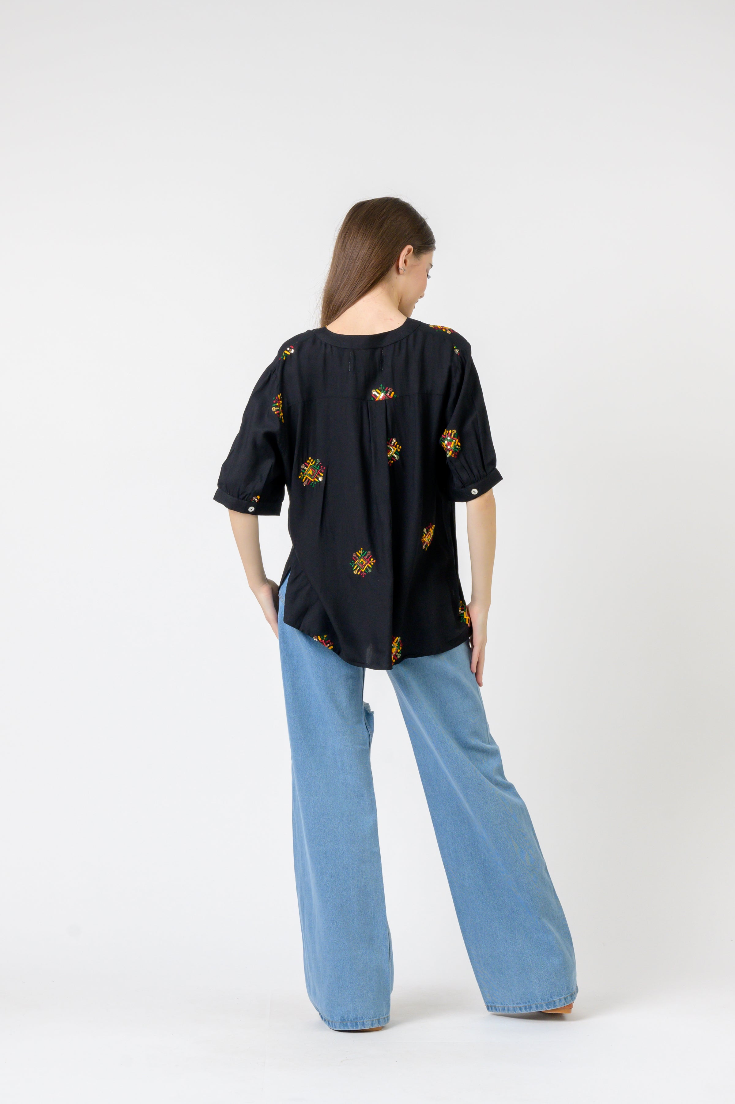 Rhea Embroidered Boa Top