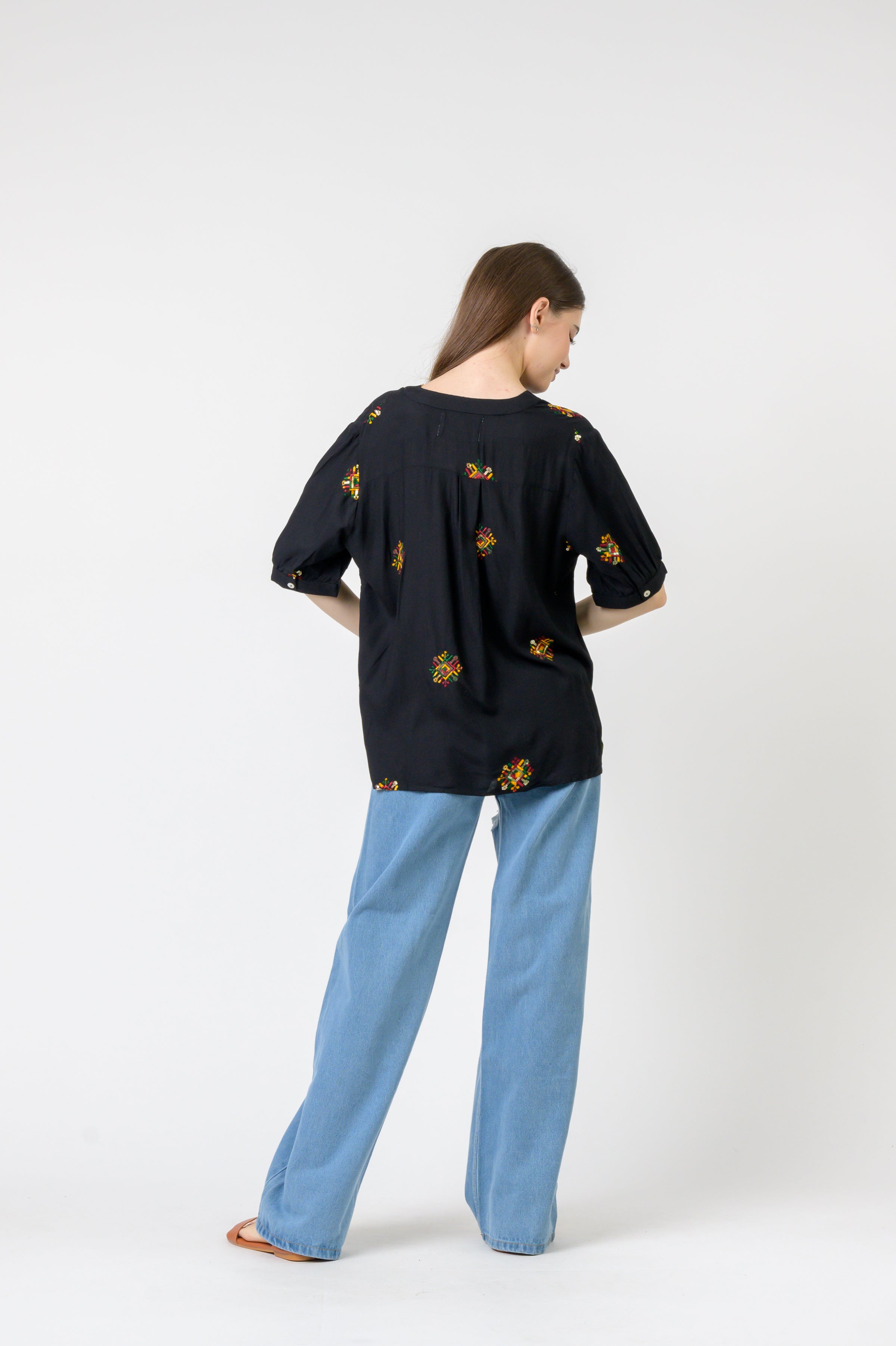 Rhea Embroidered Boa Top