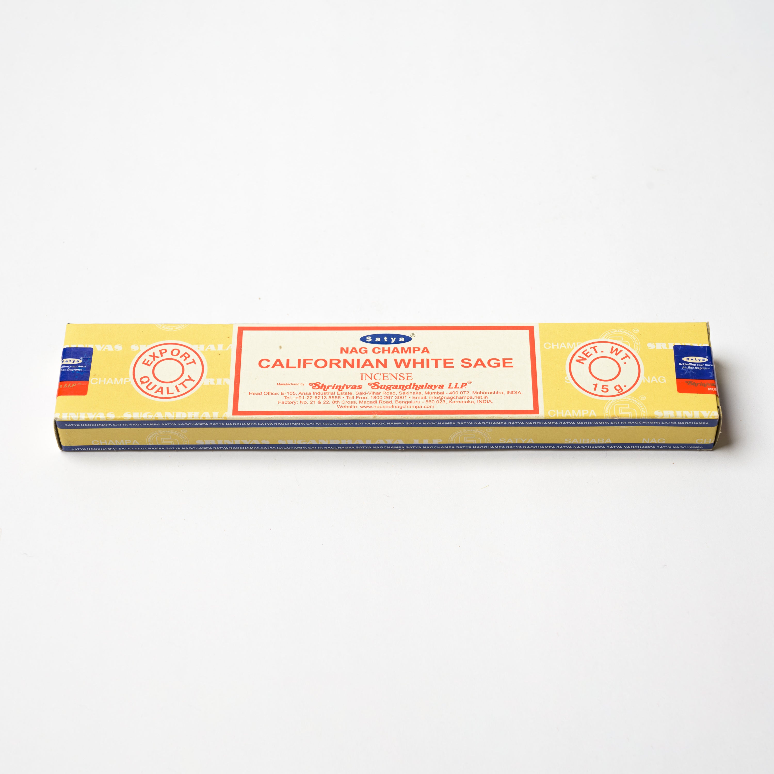Stick Incense - Satya Nag Champa - Californian White Sage