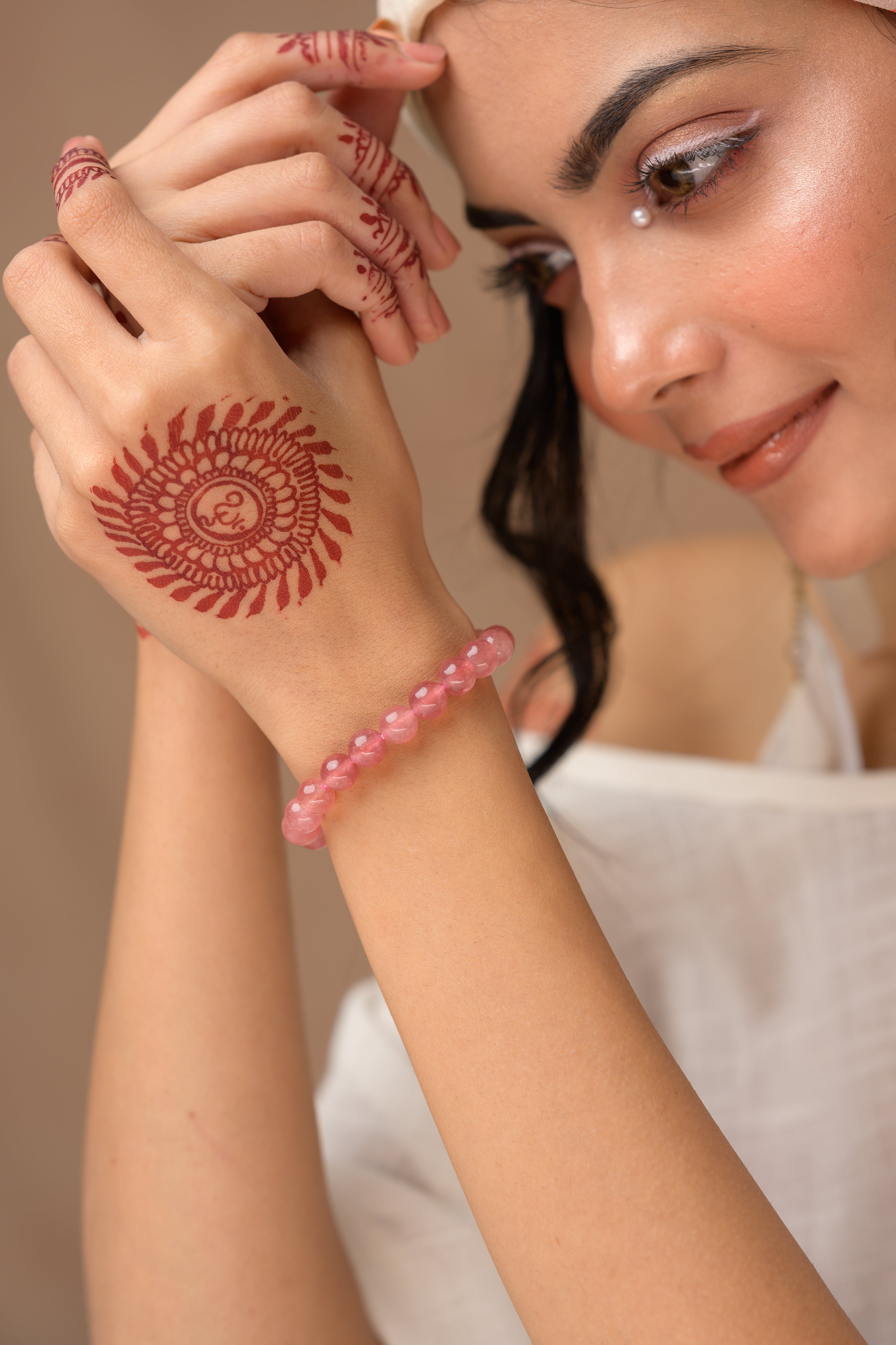 Strawberry Quartz Bead Bracelet