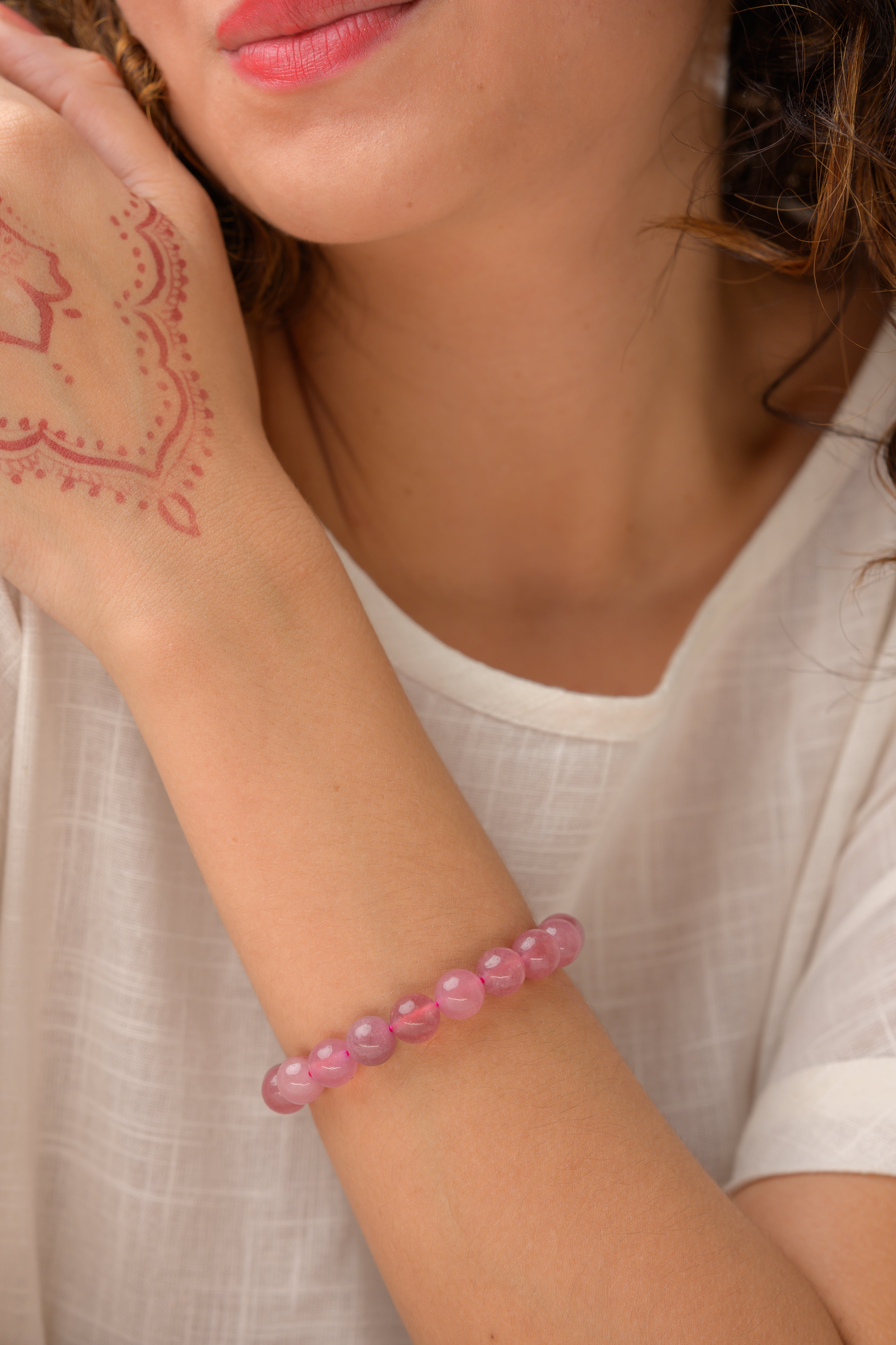 Strawberry Quartz Bead Bracelet